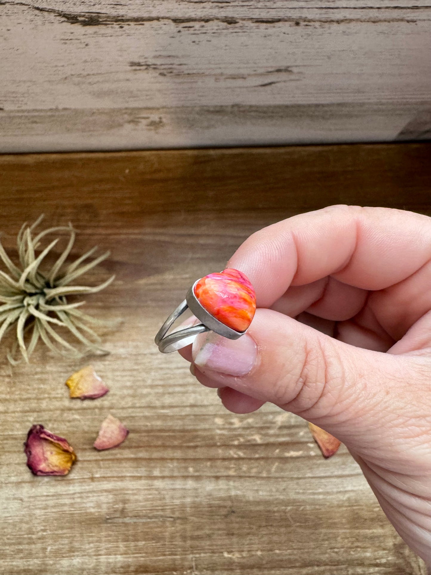 Heart Ring - Size 6 - Dahlia ring and sterling silver