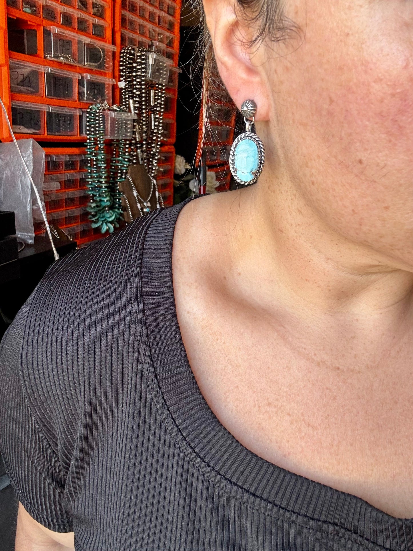 Golden Hill Turquoise Dangle Earrings