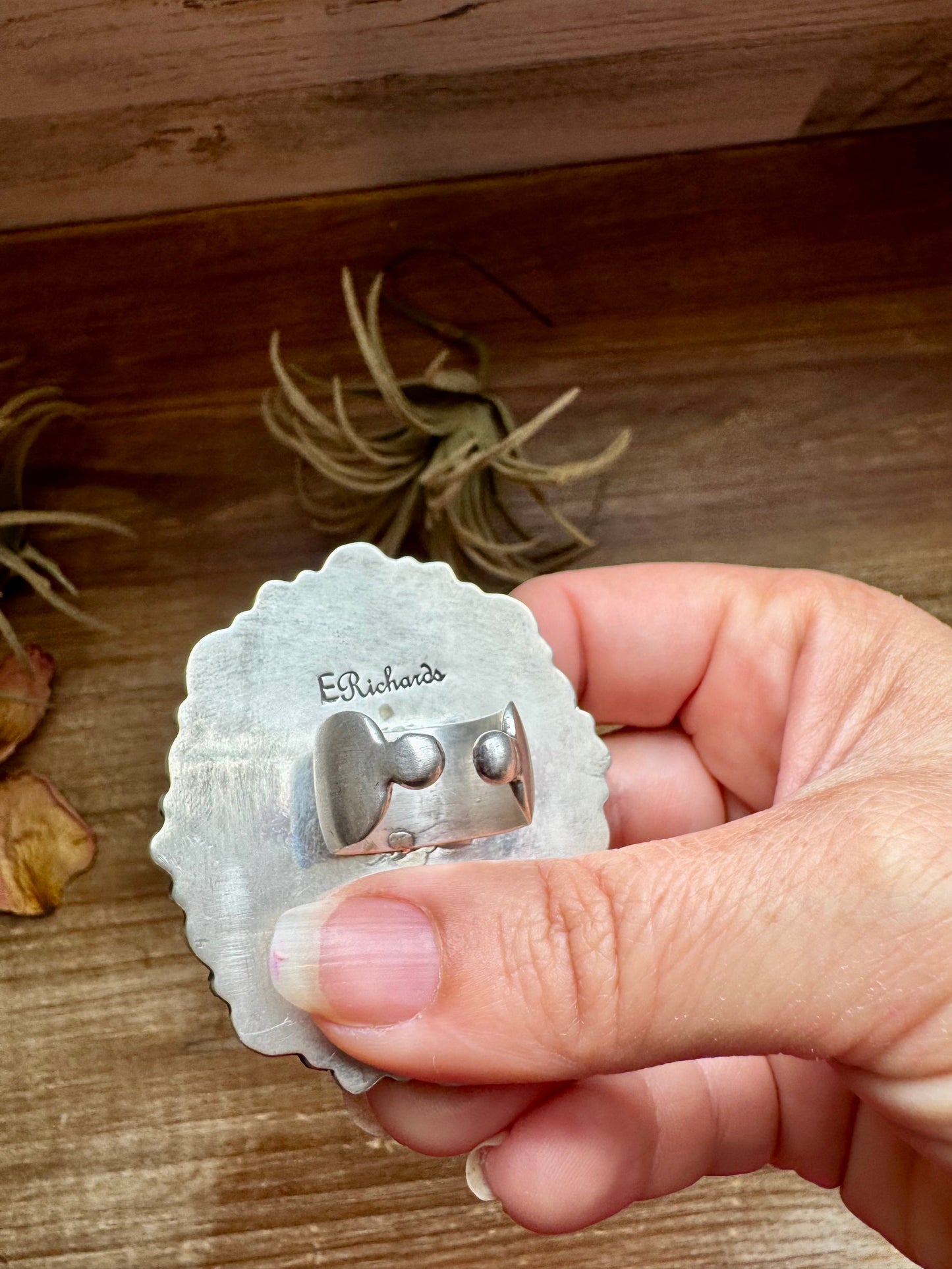 Adjustable Cluster Ring – Sonoran Gold & Spiny Oyster by E. Richards, Native Made