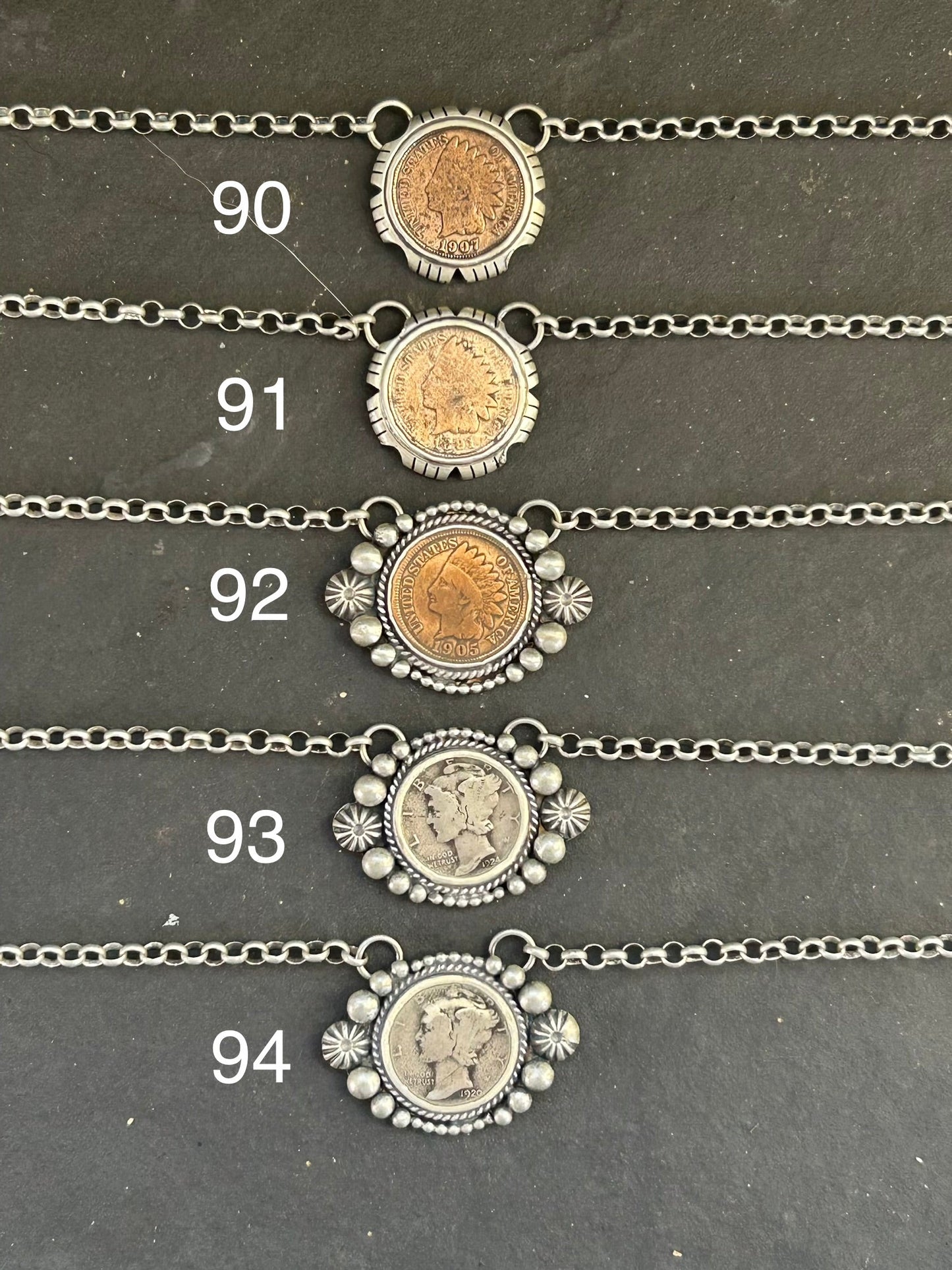 Sterling Silver Mercury Dime Fixed Chain Necklace by Jason Ogg
