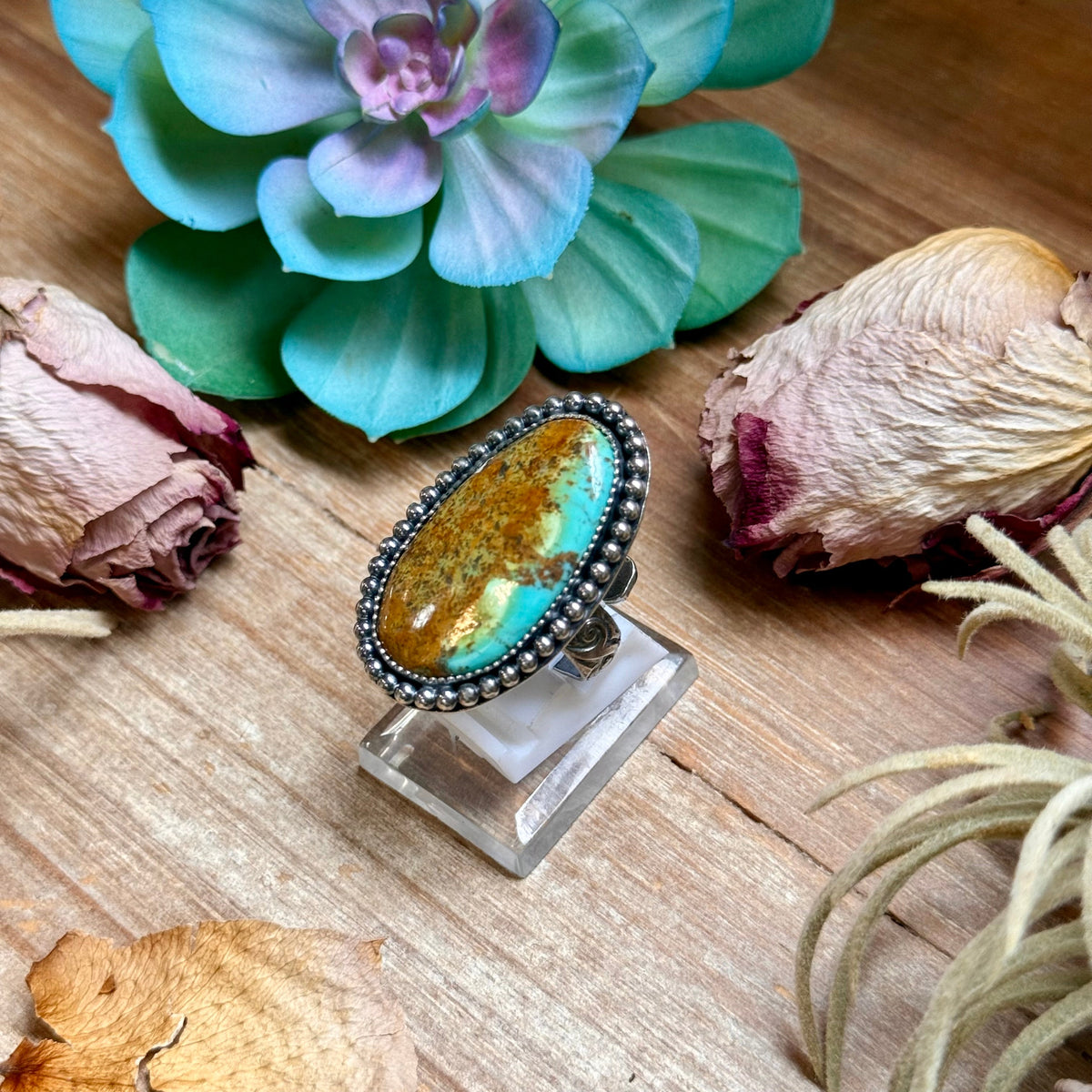 SS Turquoise Ring – Adjustable