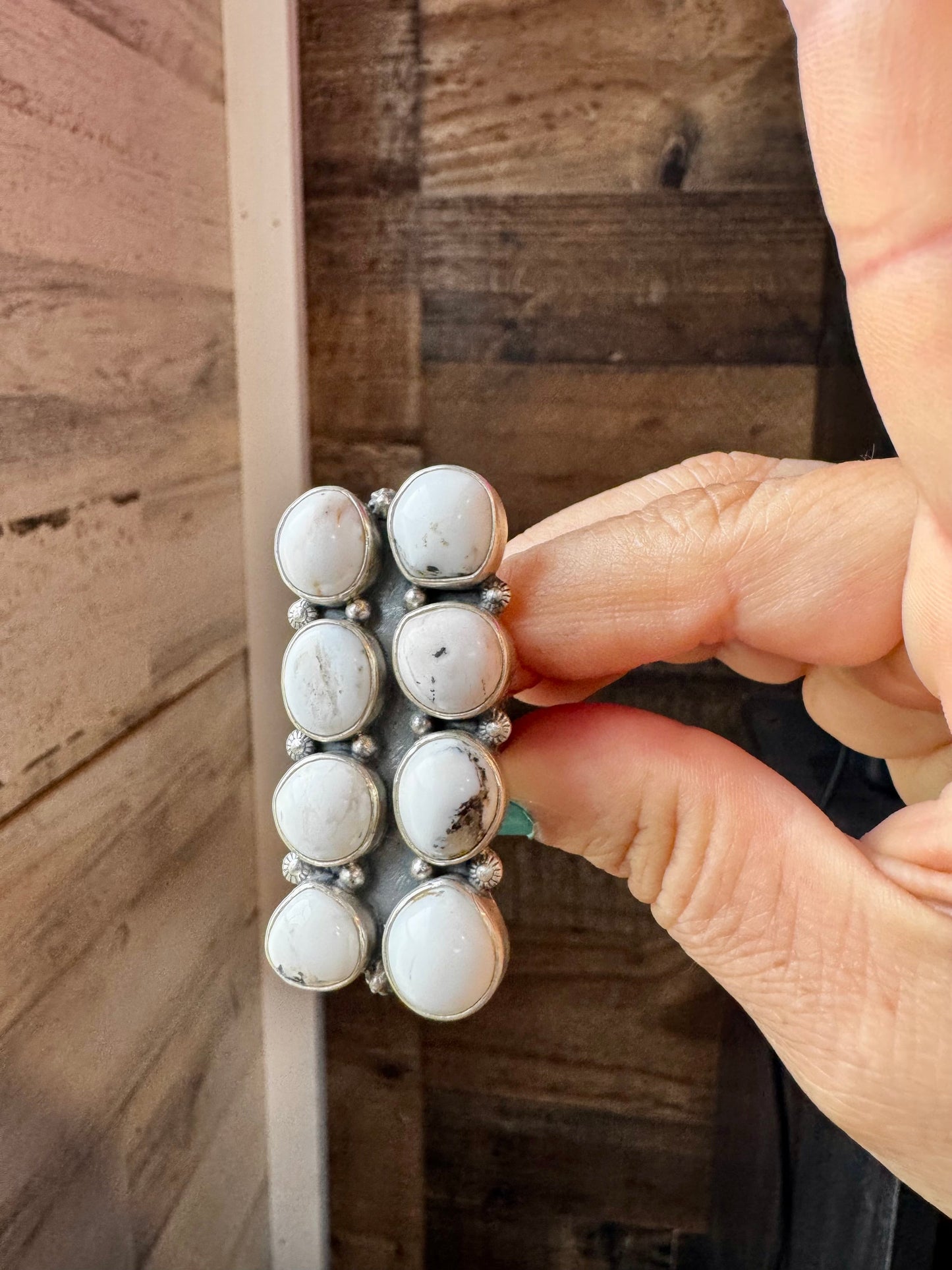 White Buffalo 8 stone Ring – Adjustable