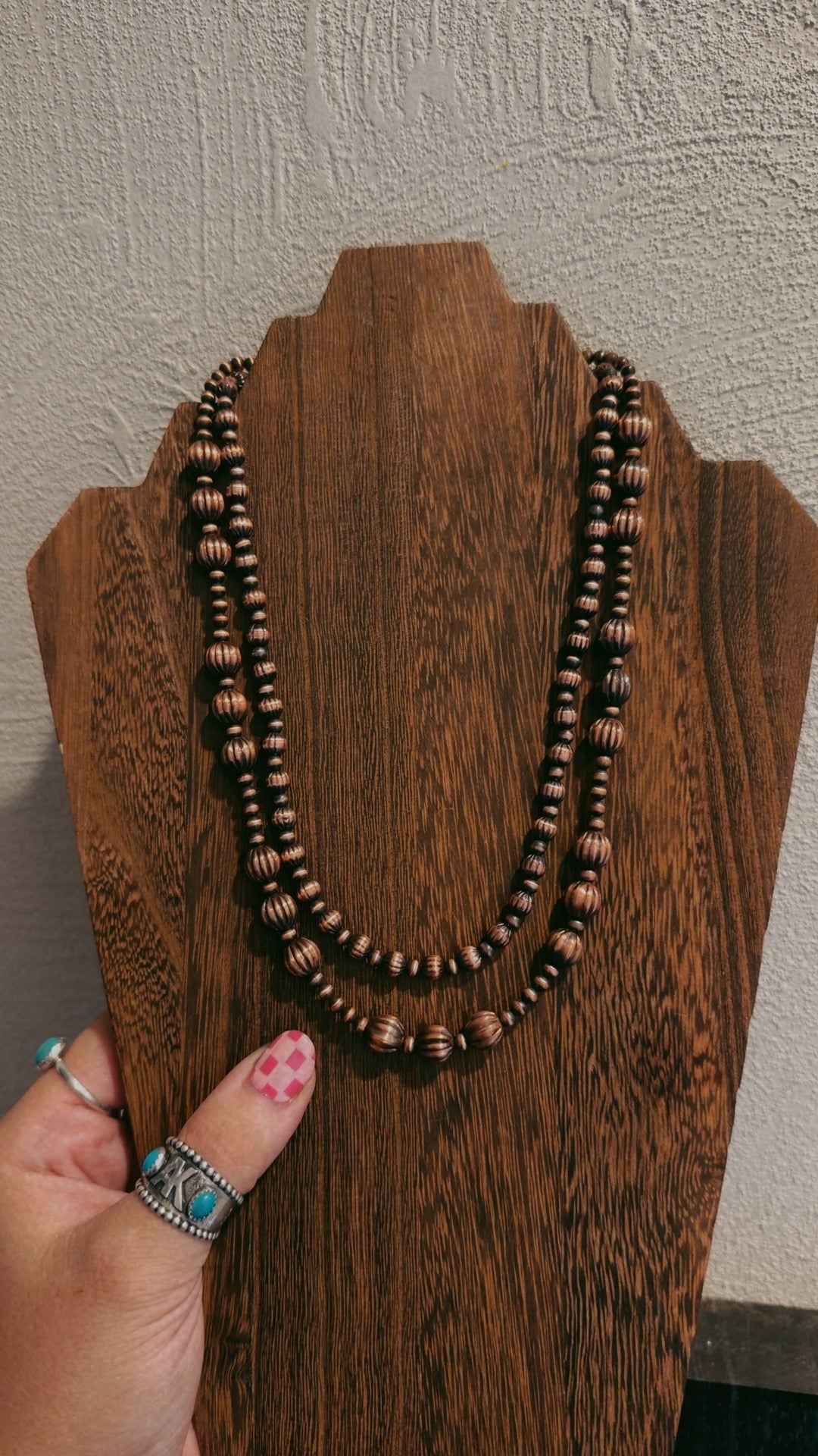 4MM with 6MM fluted copper pearls (16-30")
