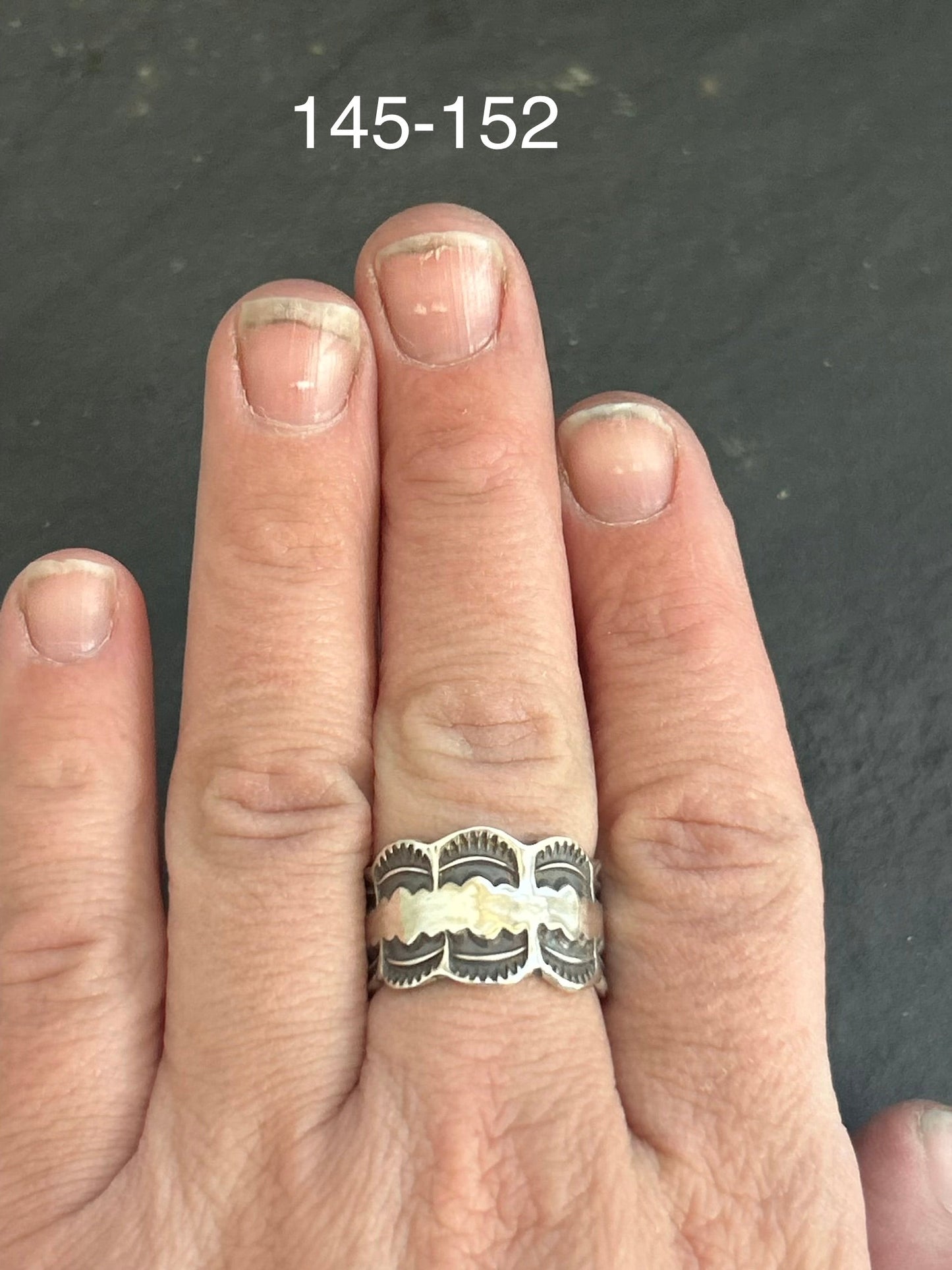 Sterling Silver Hand Milled Stamped Scalloped Edge Ring