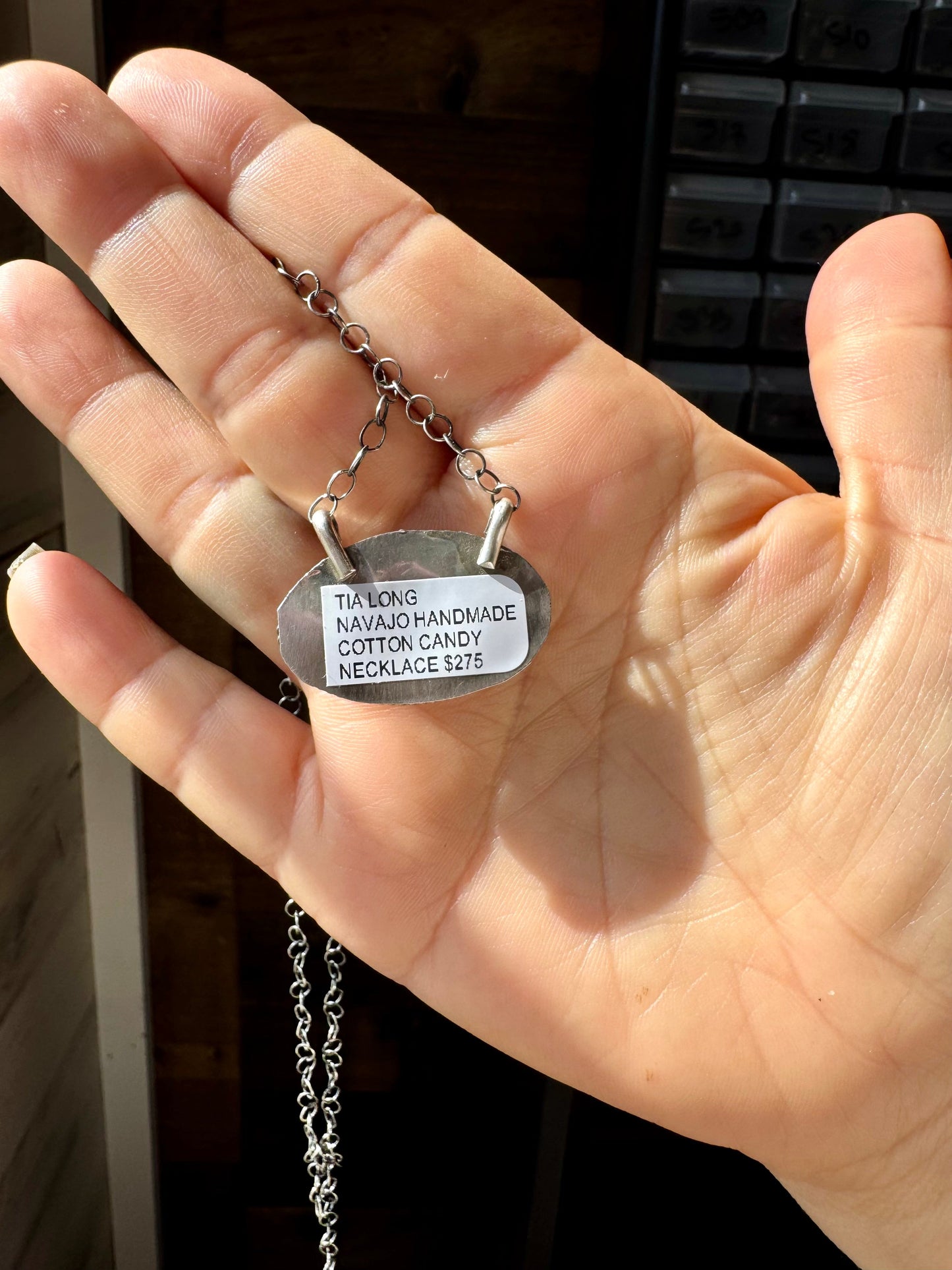 Cotton Candy Turquoise Bar Necklace – 18" SS chain