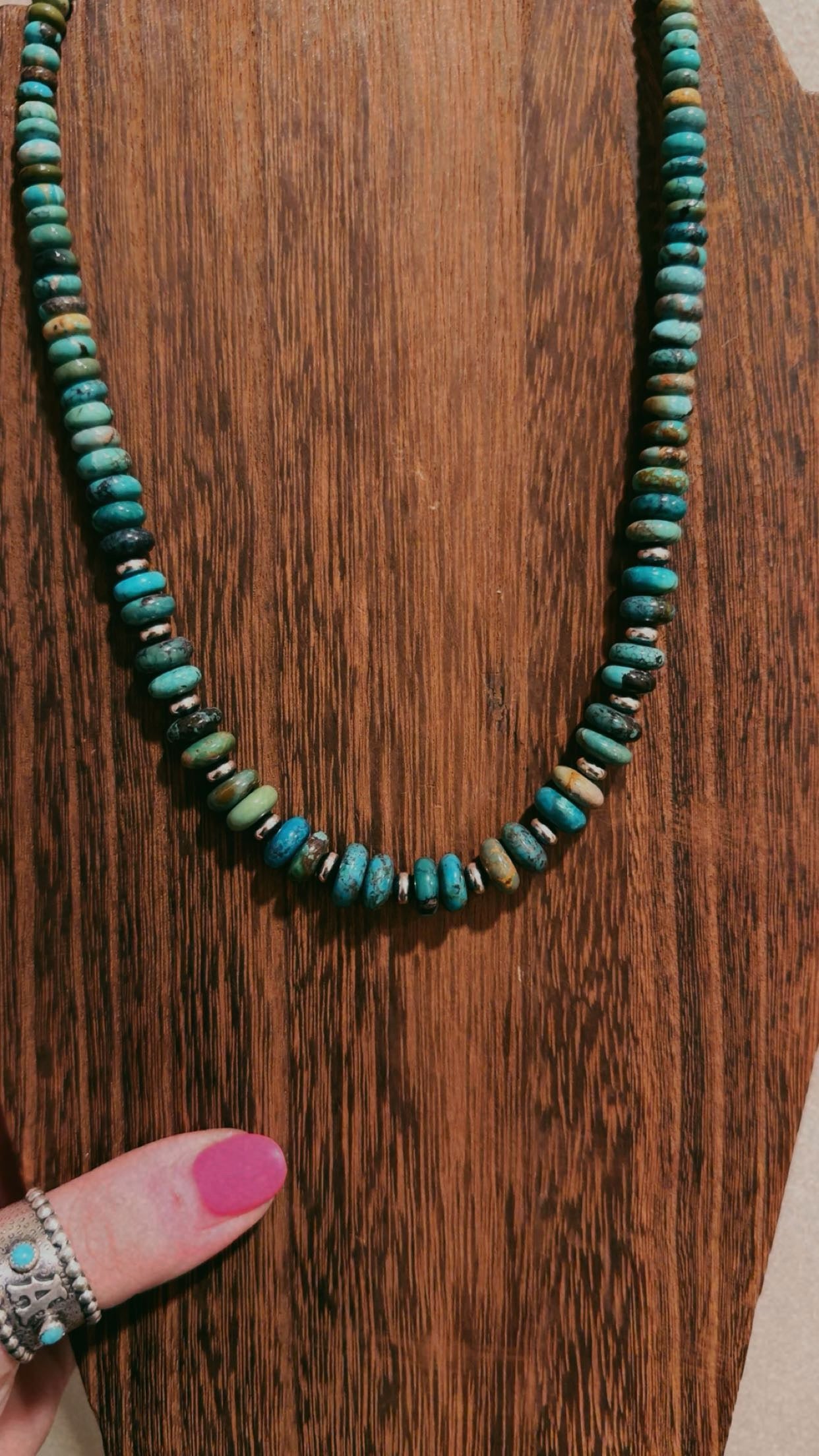 18” 5MM turquoise rondelle with saucers