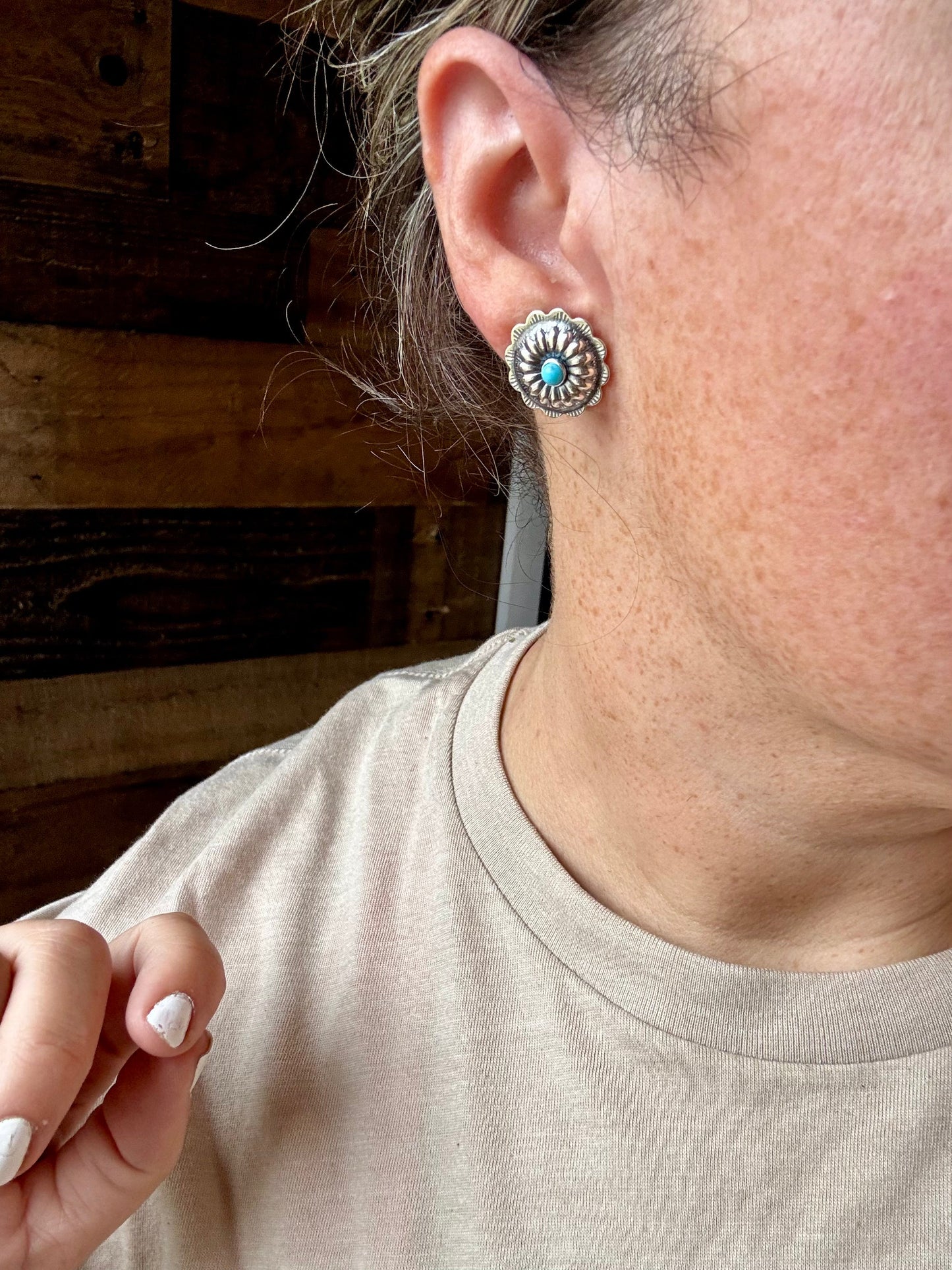 SS stud earrings with Kingman turquoise