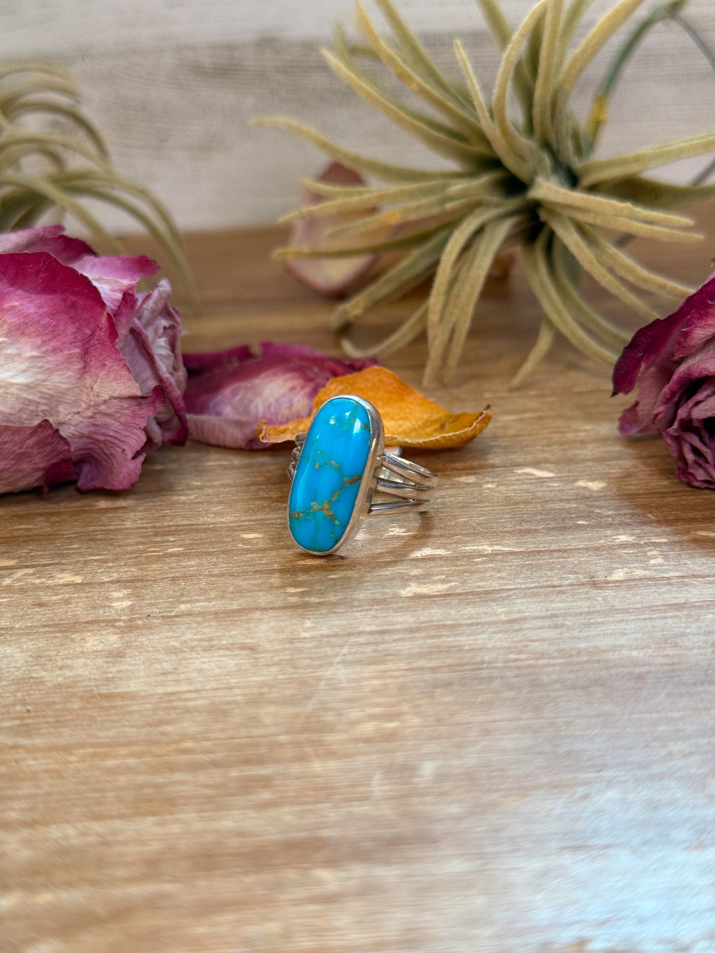 SS Kingman Turquoise Ring – sz 7