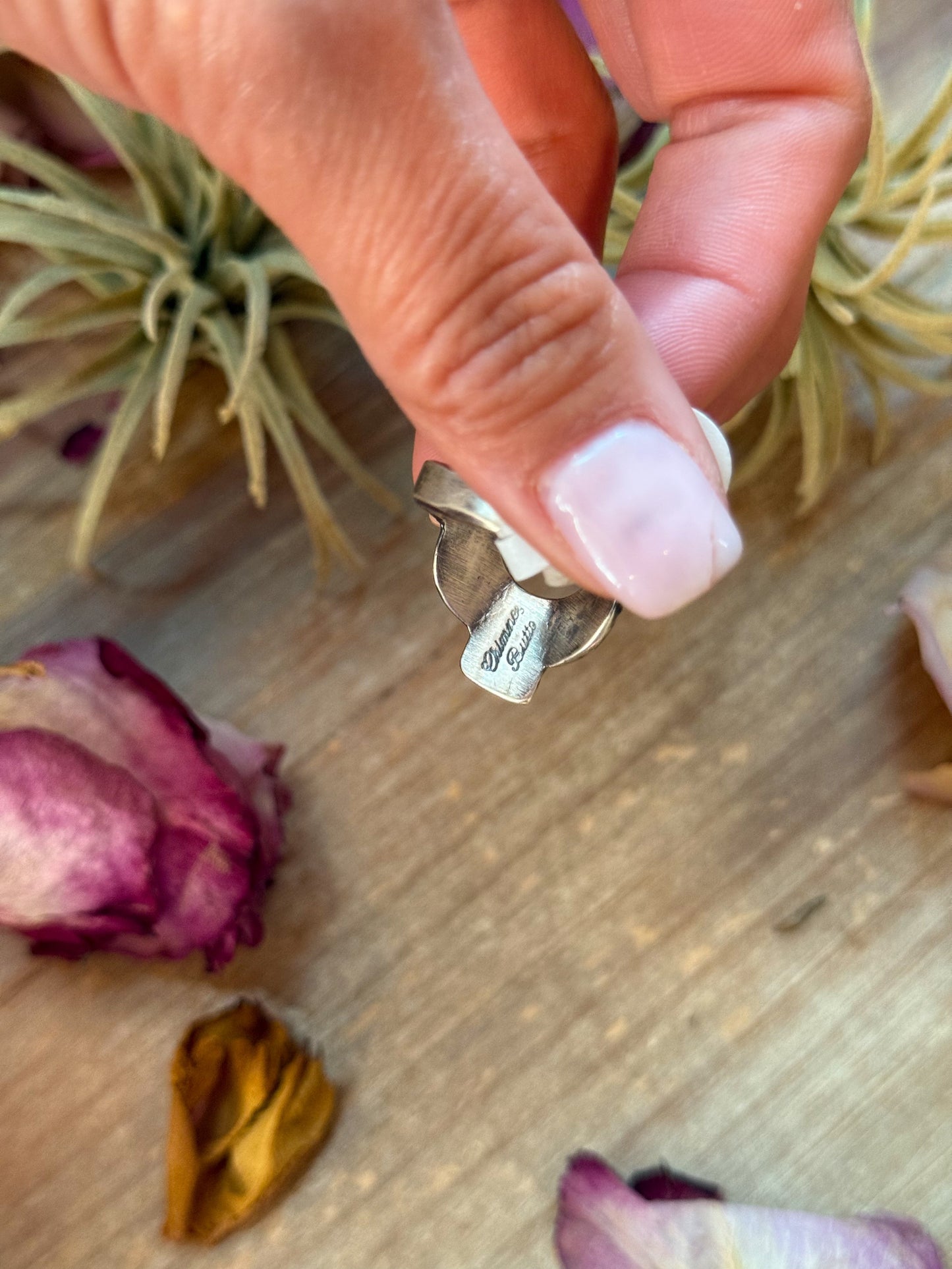 SS Red Coral Ring – Size 10 – Native Made by Chimney Butte