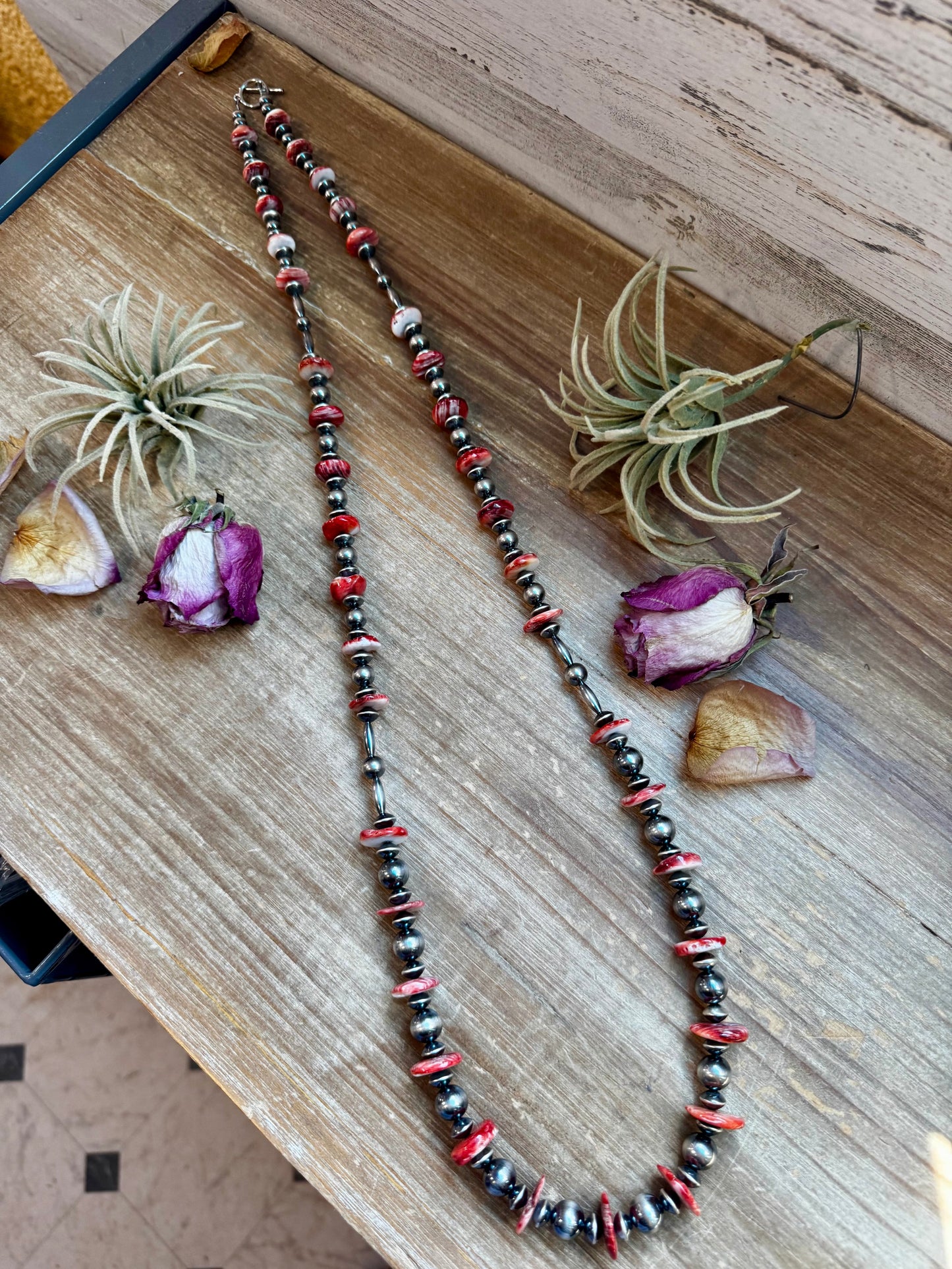NFR Collection Necklace – Torpedo Pearls with Red Spiny Oyster – 39"