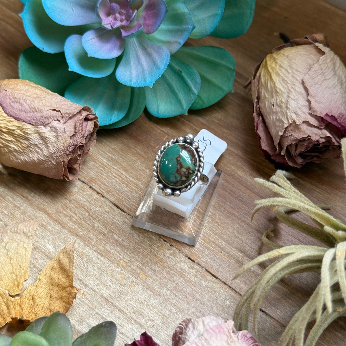 SS Royston Turquoise Medicine Man Eye Stamped Stacking Ring by Jason Ogg
