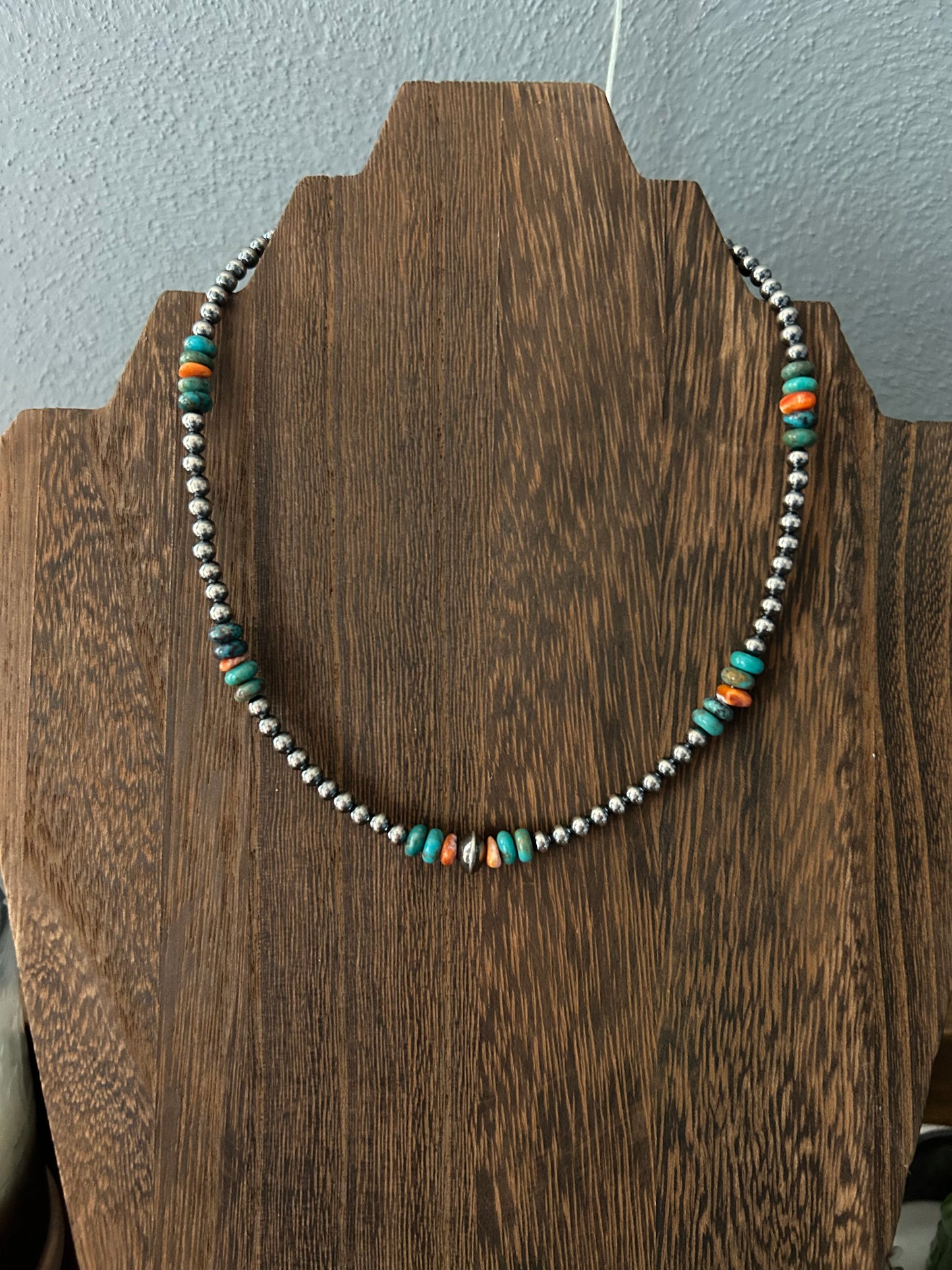 14" 4MM with turquoise and spiny