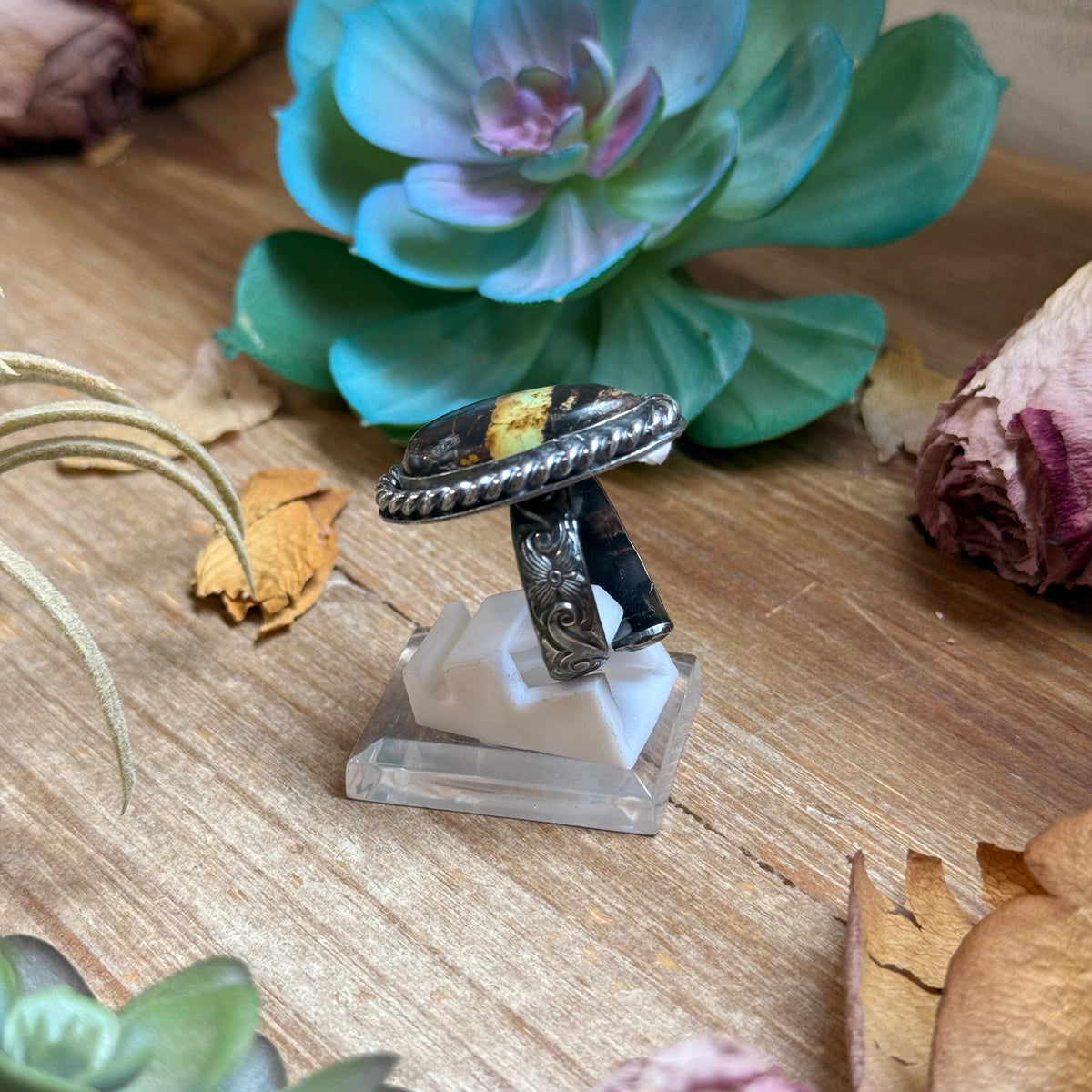 Black Jack Teardrop Ring - Adjustable