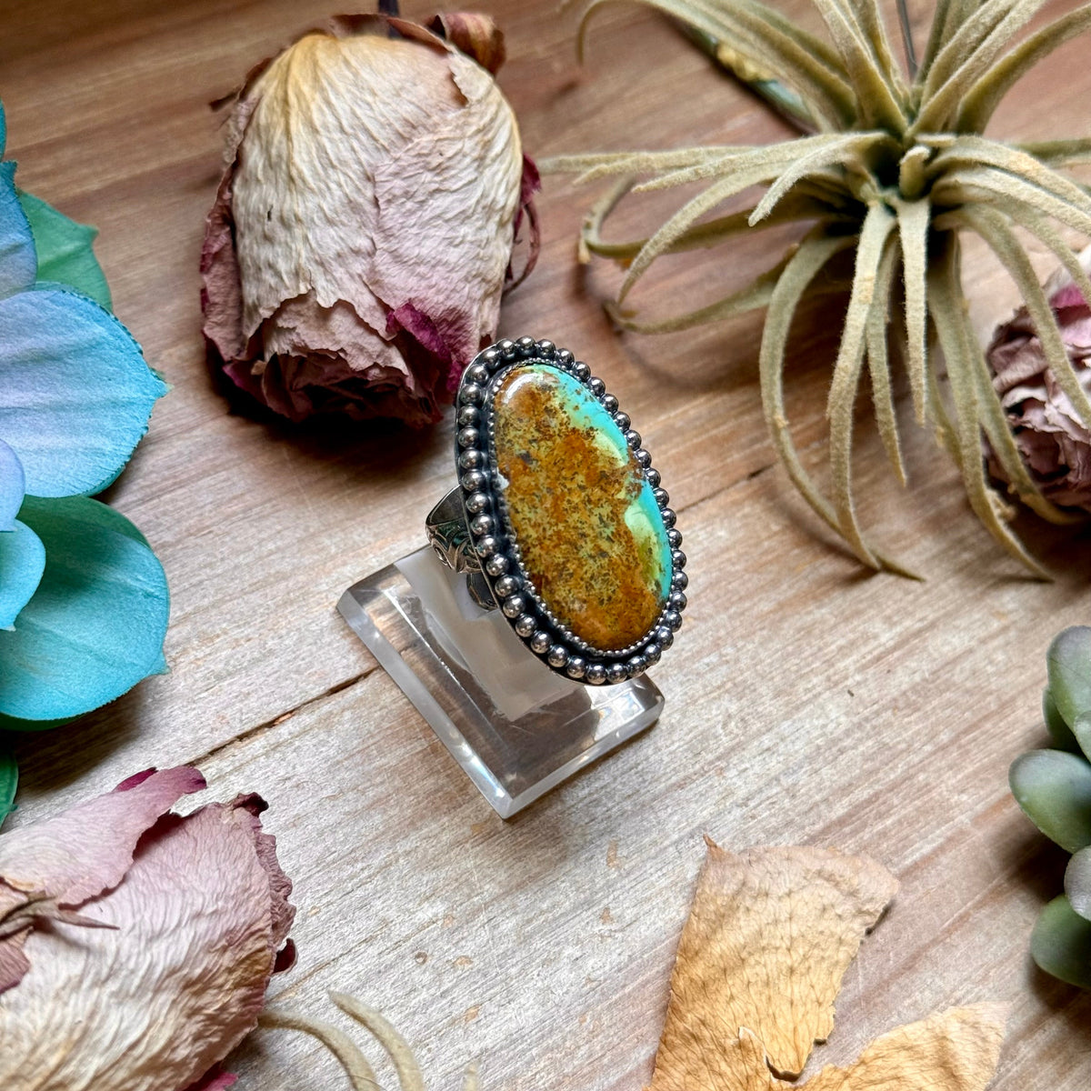 SS Turquoise Ring – Adjustable