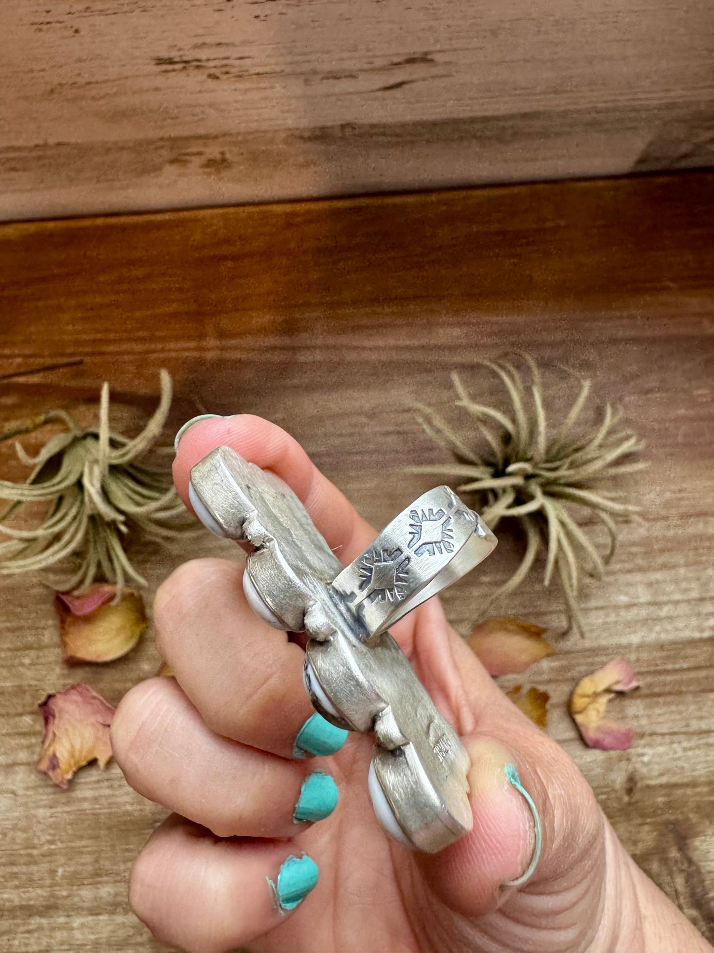 White Buffalo 8 stone Ring – Adjustable