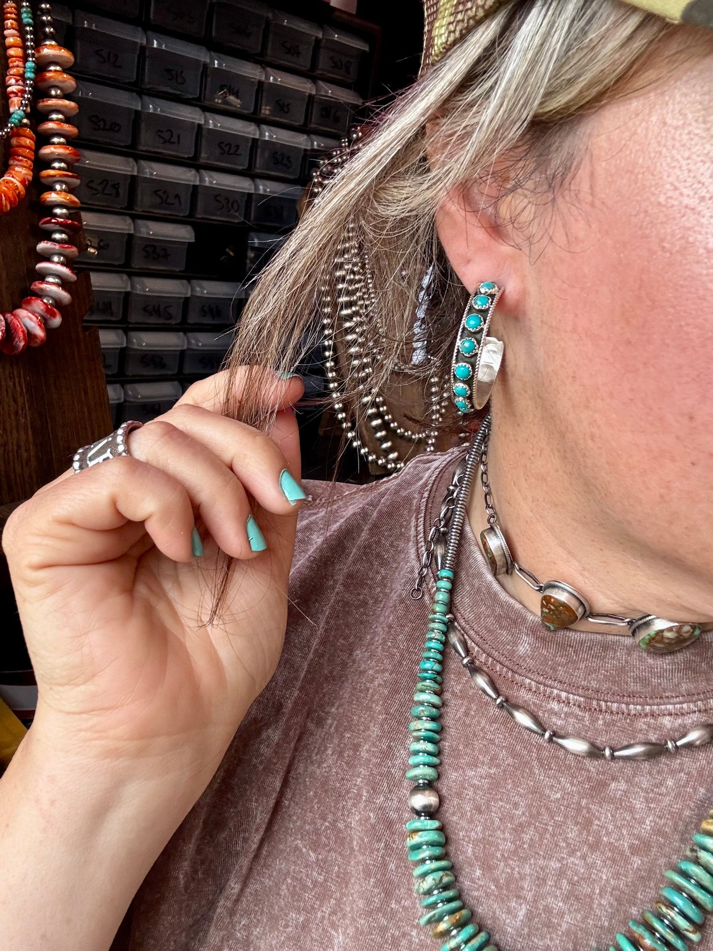 Snake Eye Hoop Earrings – Kingman Turquoise & Sterling Silver