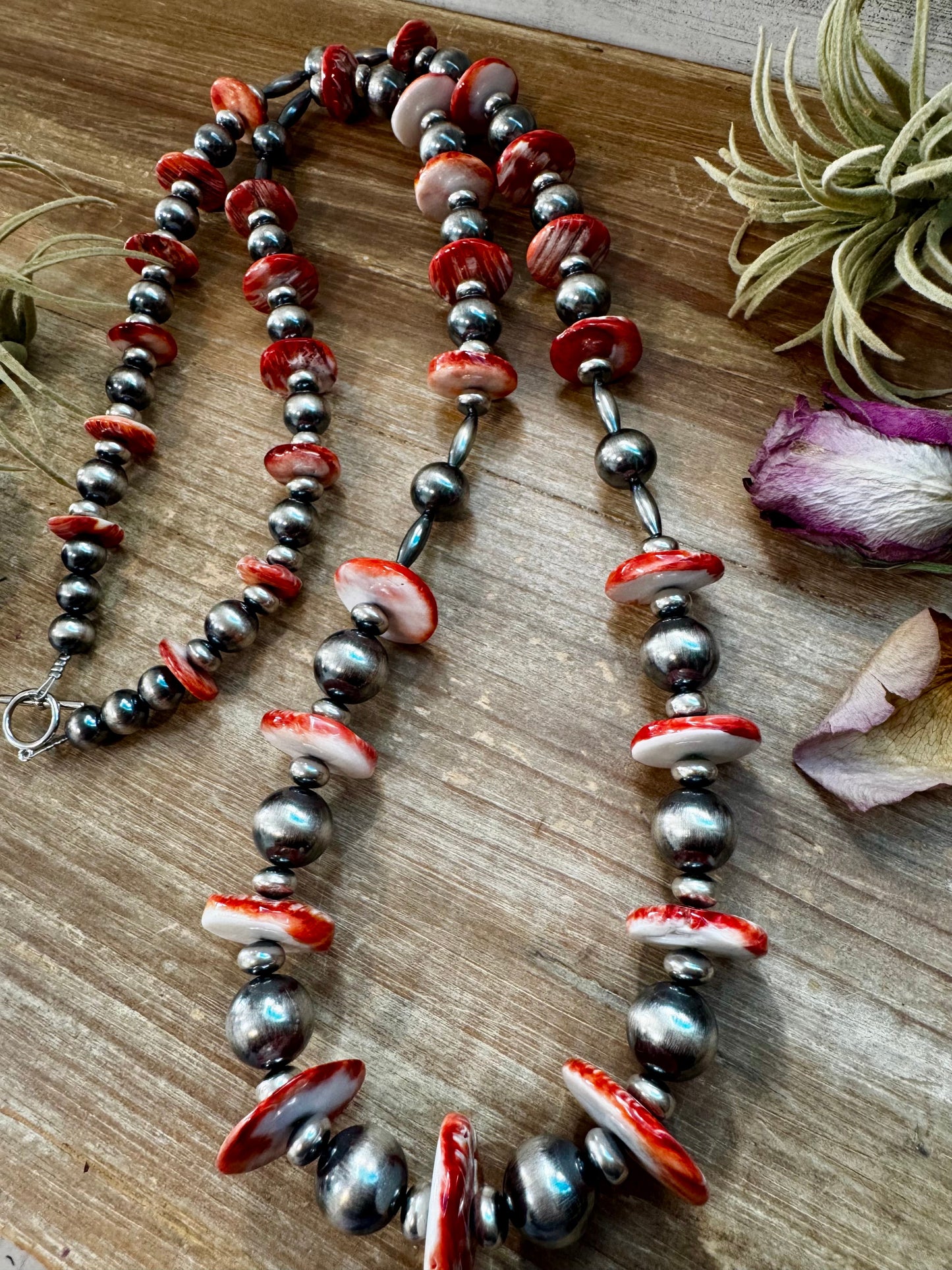 NFR Collection Necklace – Graduated Spiny Oyster & Sterling Silver Pearls - 45"