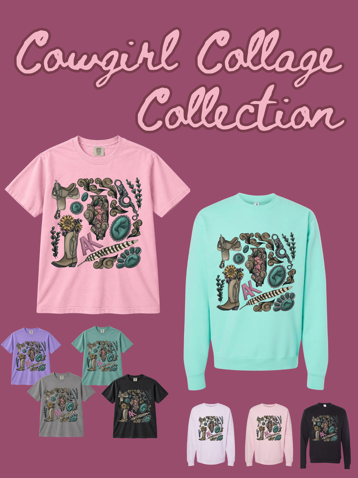 Cowgirl Collage Collection - Crewneck