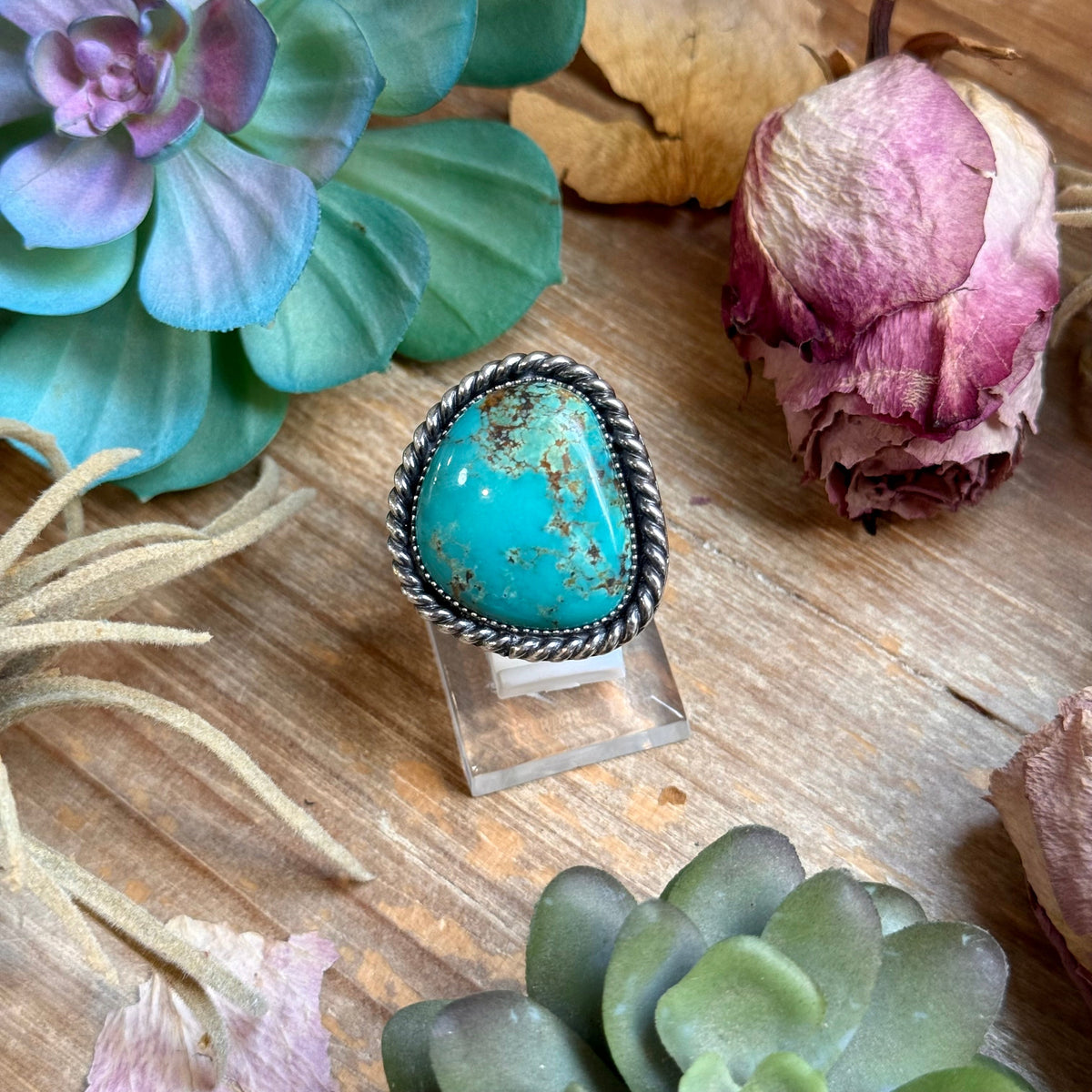 Turquoise Free Form Adjustable Ring