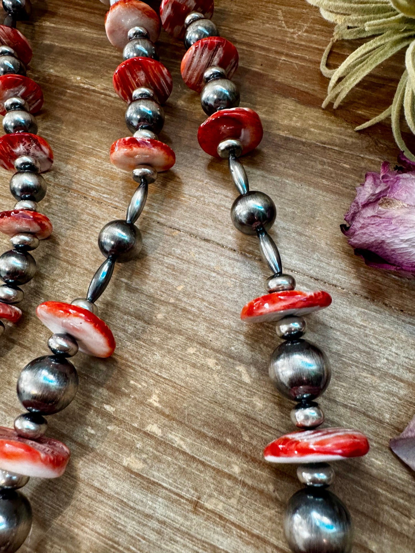 NFR Collection Necklace – Graduated Spiny Oyster & Sterling Silver Pearls - 45"