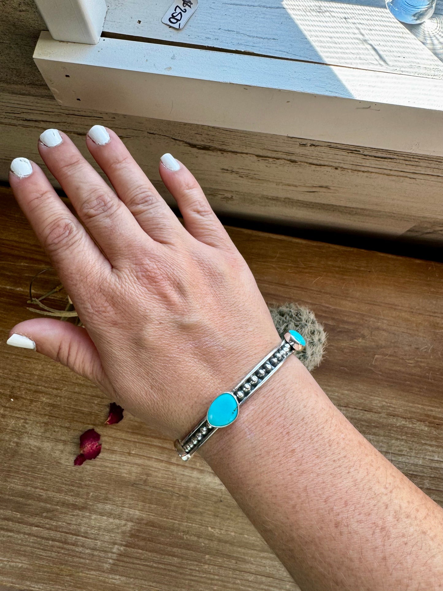 SS Bangle Bracelet with Kingman turquoise