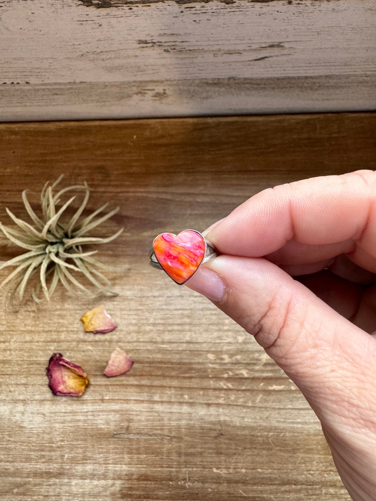 Heart Ring - Size 6 - Dahlia ring and sterling silver