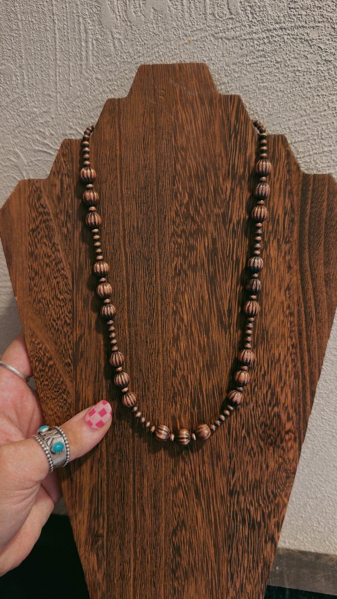 4MM with 10MM fluted copper pearls (16-24")