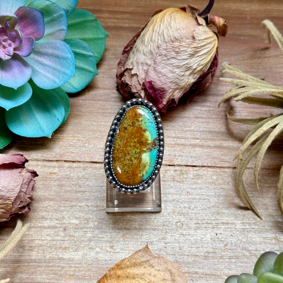 SS Turquoise Ring – Adjustable