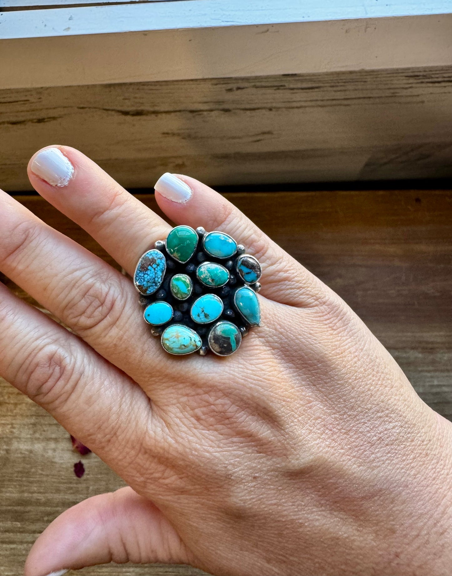 Cluster ring - size 6.5 - Sonoran Gold turquoise ring