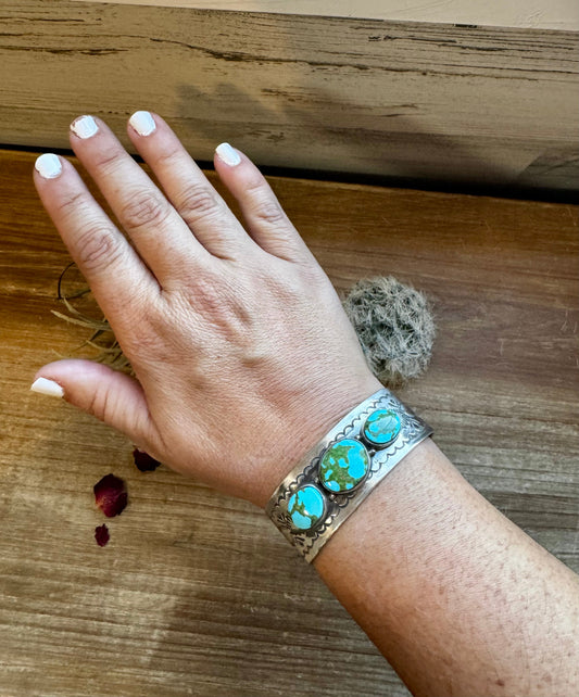 3 stone Sonoran Gold turquoise cuff