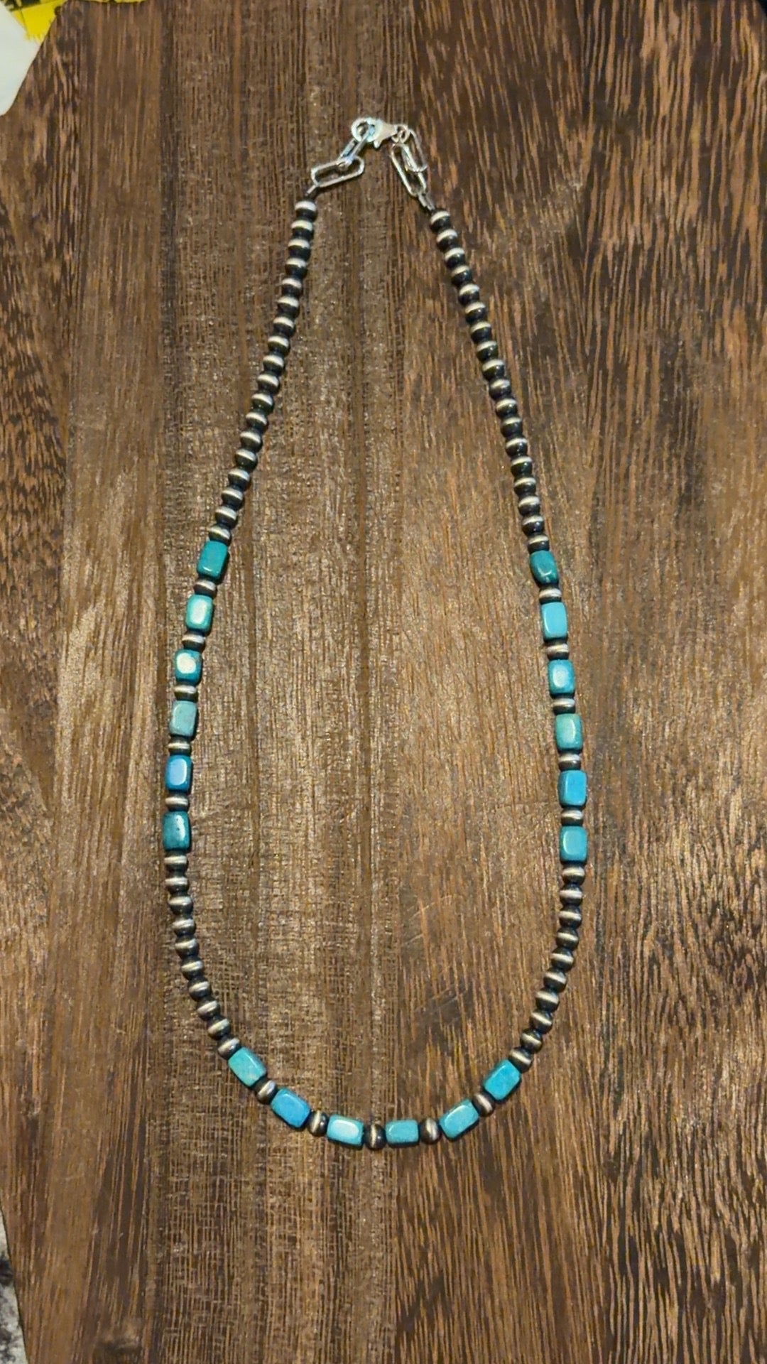 4MM with turquoise squares (16-20")