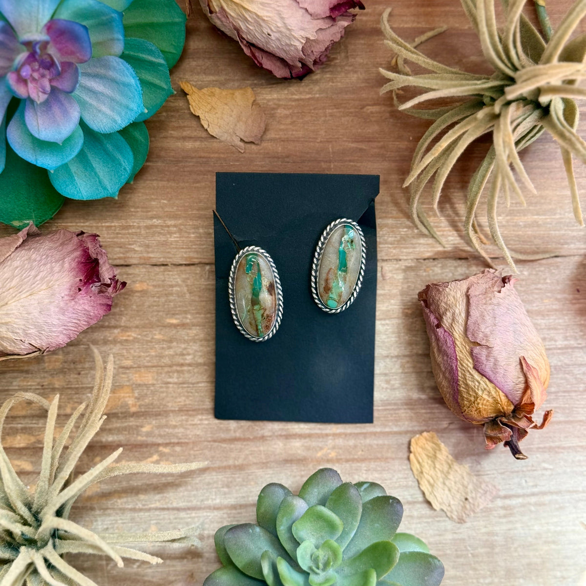 SS Ribbon Royston Turquoise Stud Earrings by Jason Ogg