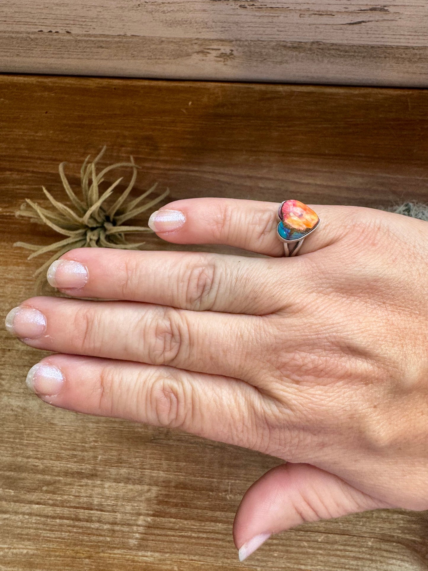 Heart Ring - Size 6 - Dahlia ring and sterling silver