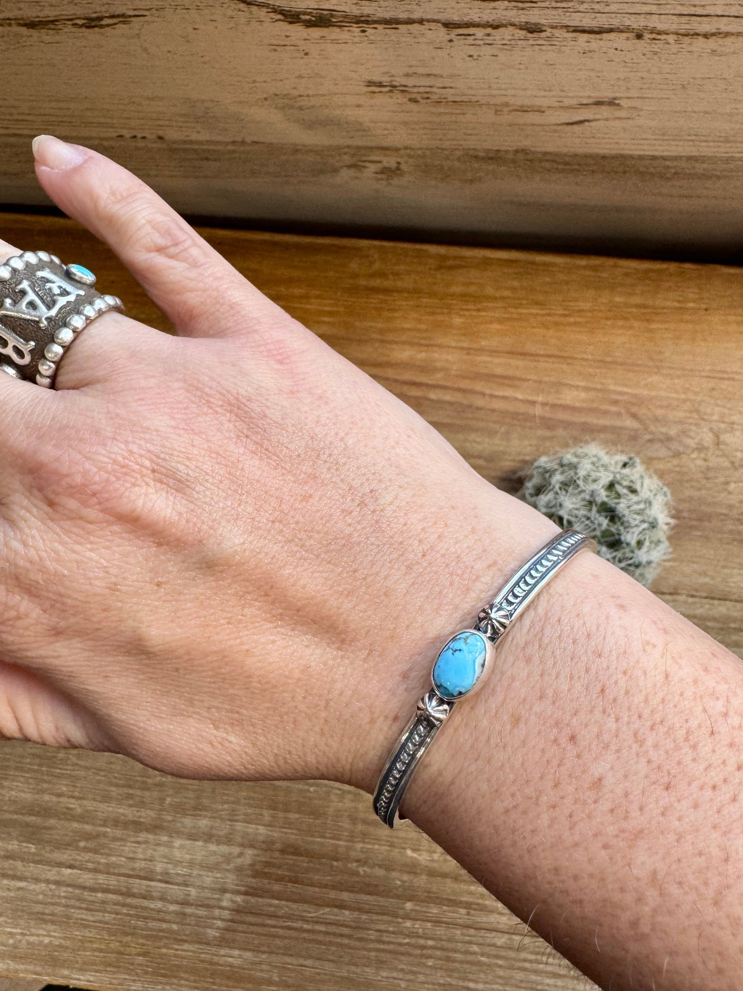 Cuff Bracelet - Golden hill Turquoise & Sterling Silver