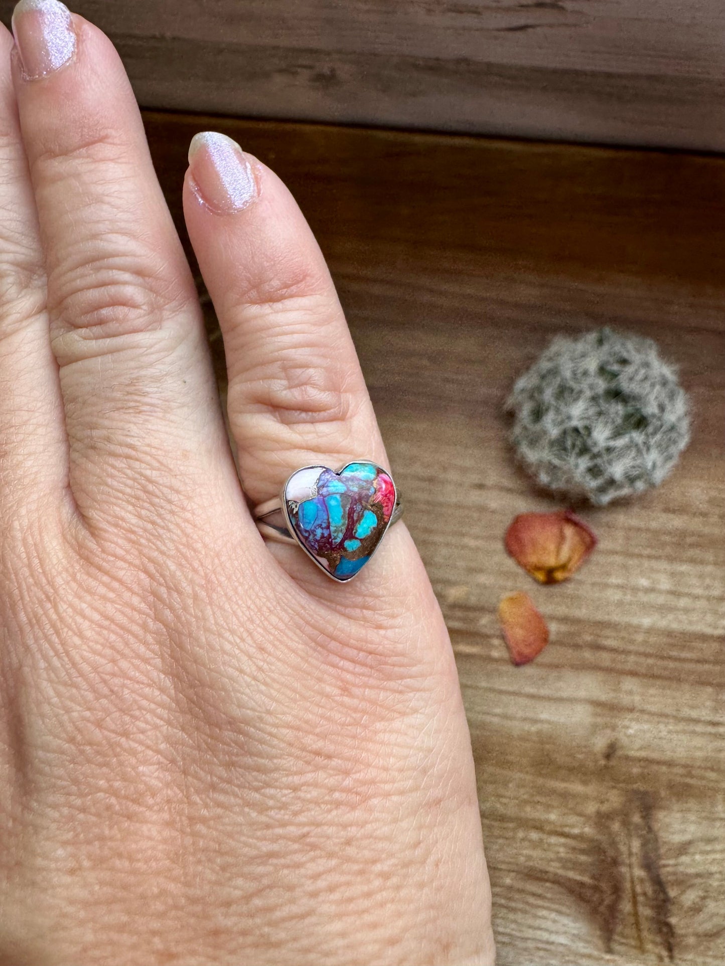 Heart Ring - Size 6 -Dahlia ring and sterling silver