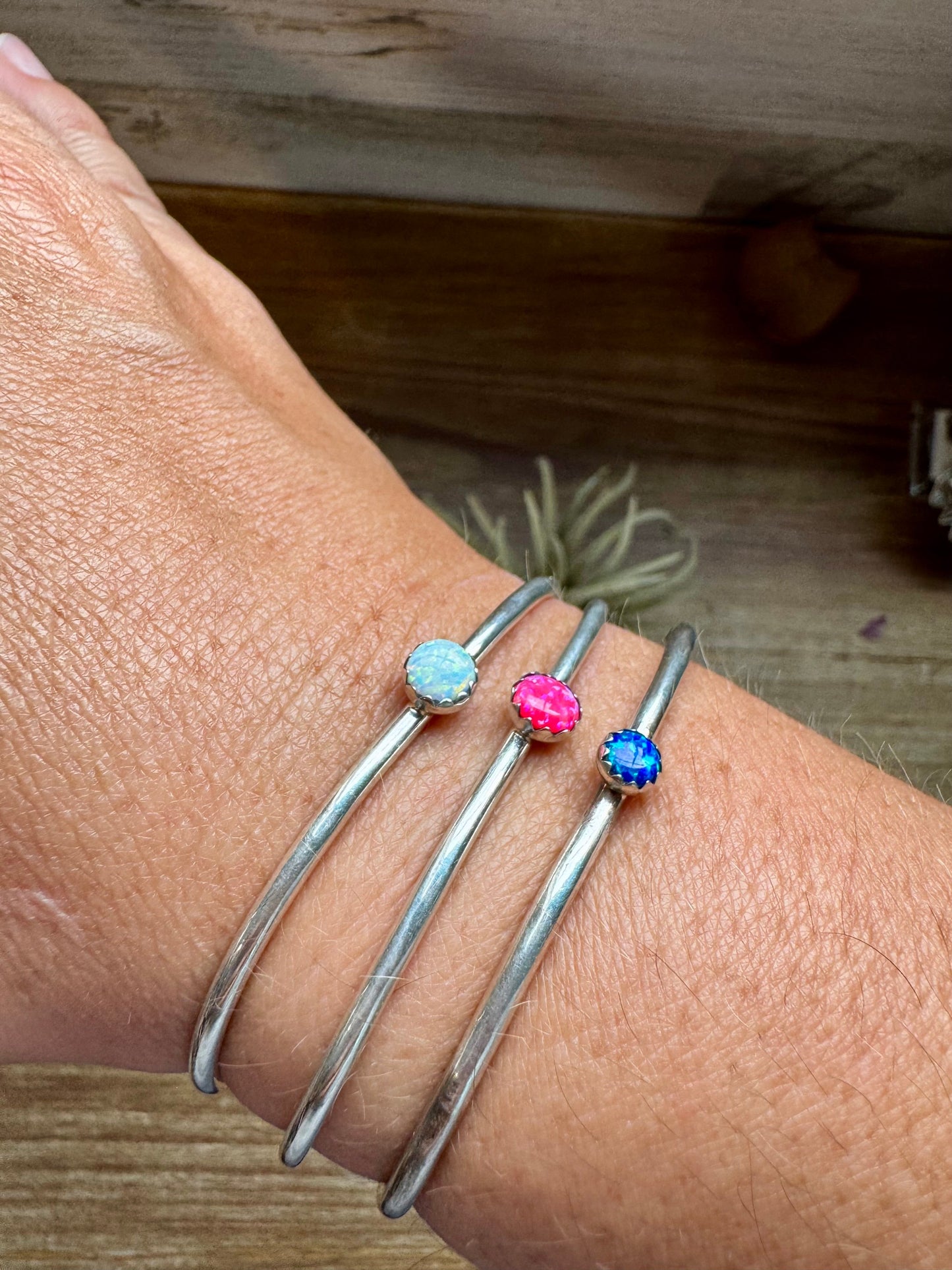 Small Opal Cuff Bracelet – Sterling Silver