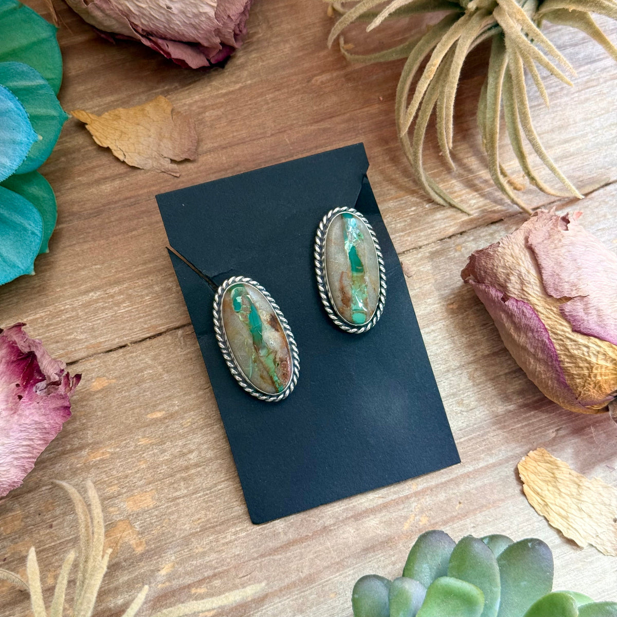 SS Ribbon Royston Turquoise Stud Earrings by Jason Ogg