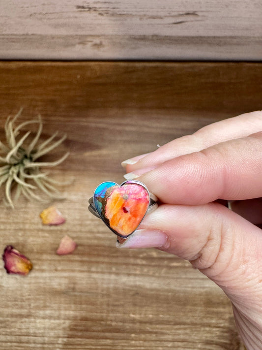 Heart Ring - Size 6 - Dahlia ring and sterling silver