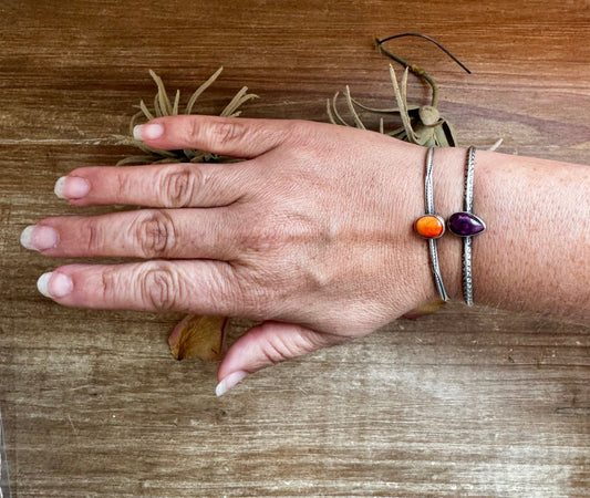 Spiny Oyster Cuff – Orange or Purple – G. Rios, Sterling Silver