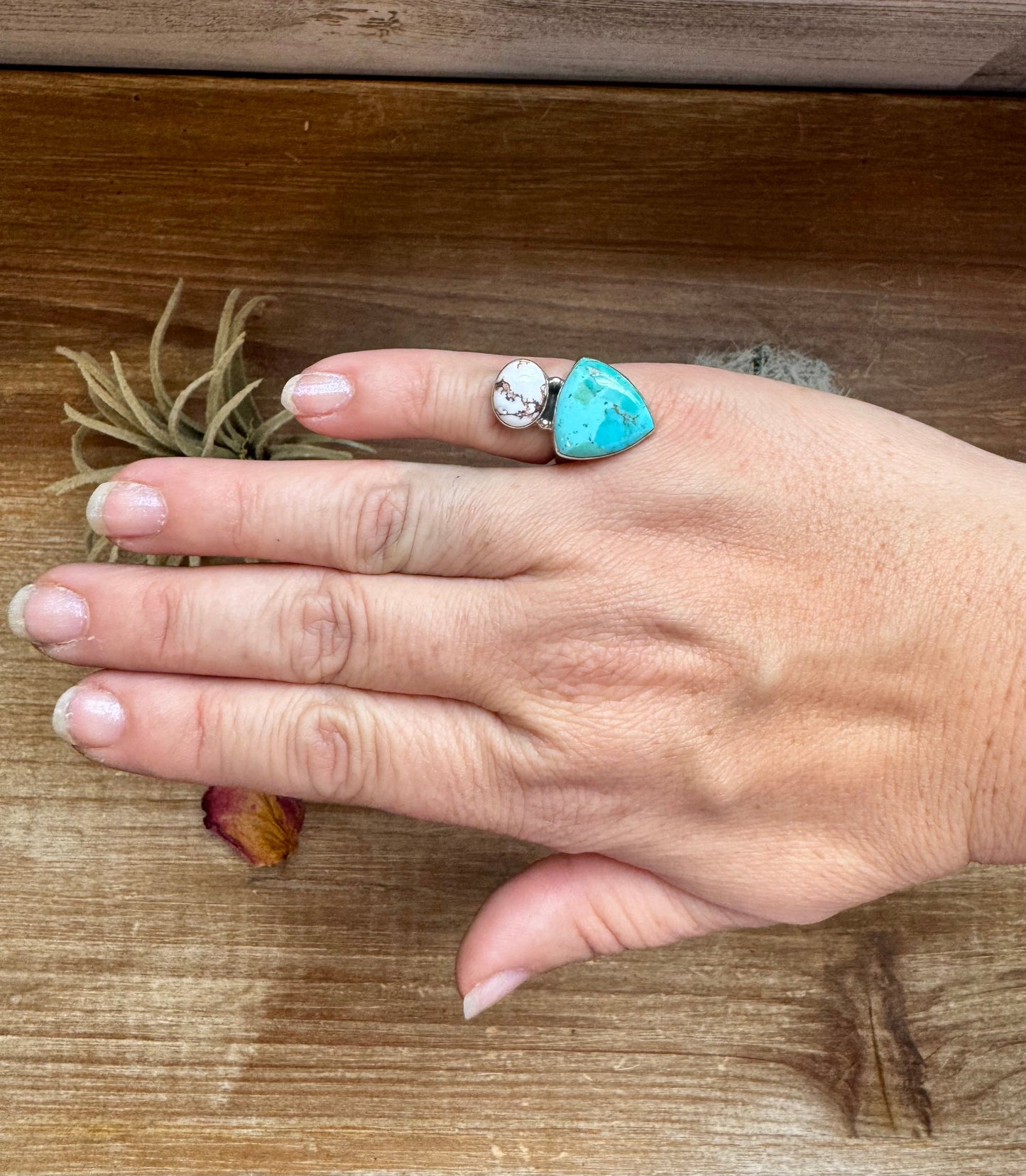 Kingman turquoise and Wild horse ring - size 5