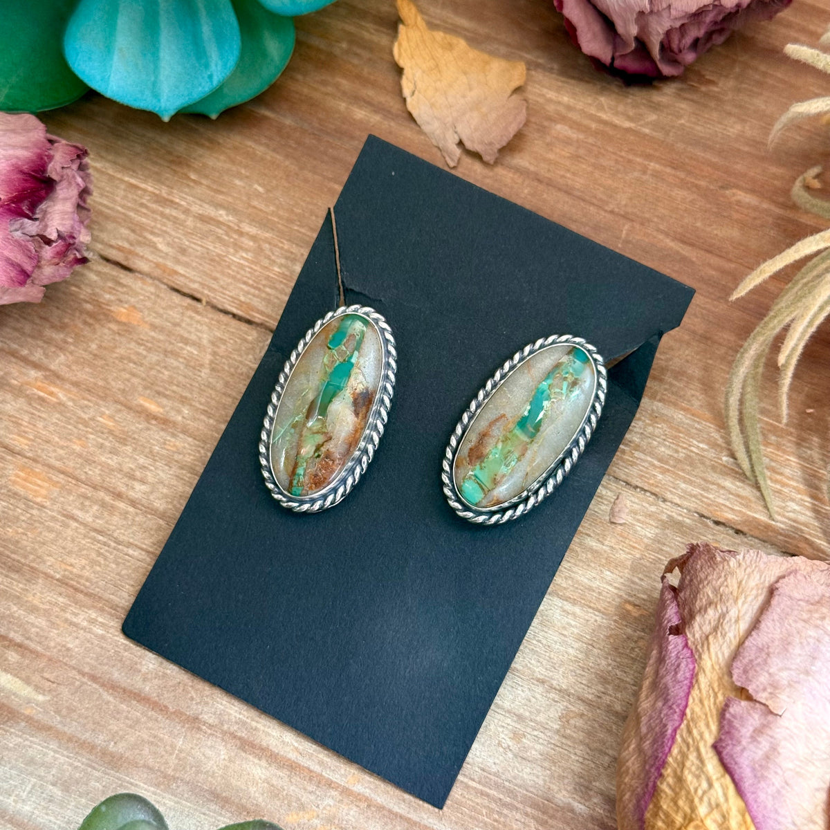 SS Ribbon Royston Turquoise Stud Earrings by Jason Ogg