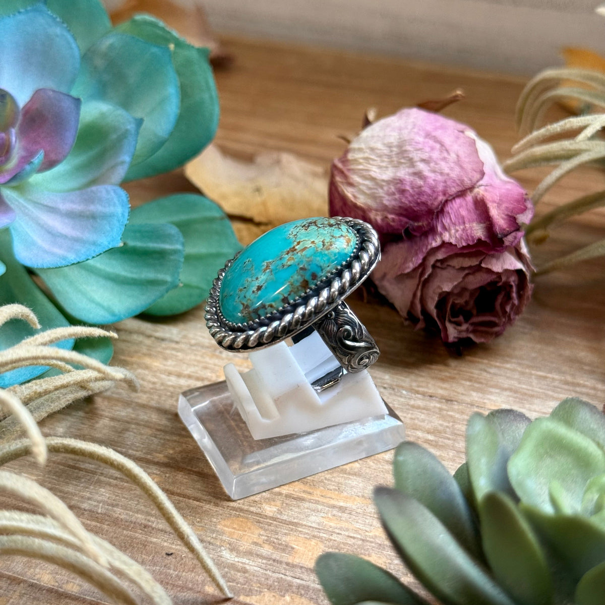 Turquoise Free Form Adjustable Ring