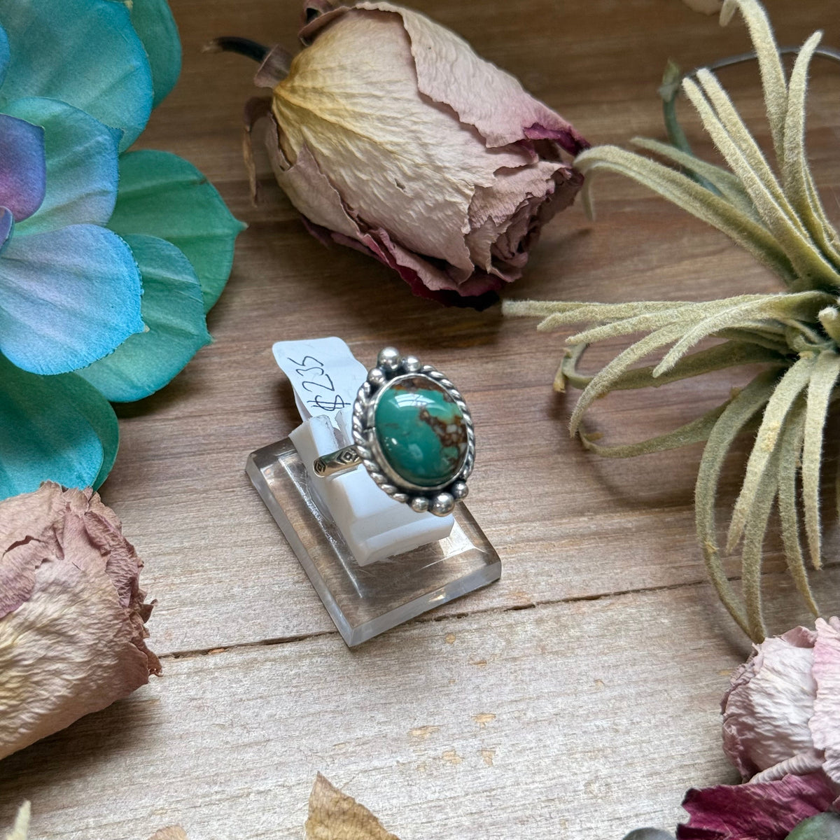 SS Royston Turquoise Medicine Man Eye Stamped Stacking Ring by Jason Ogg