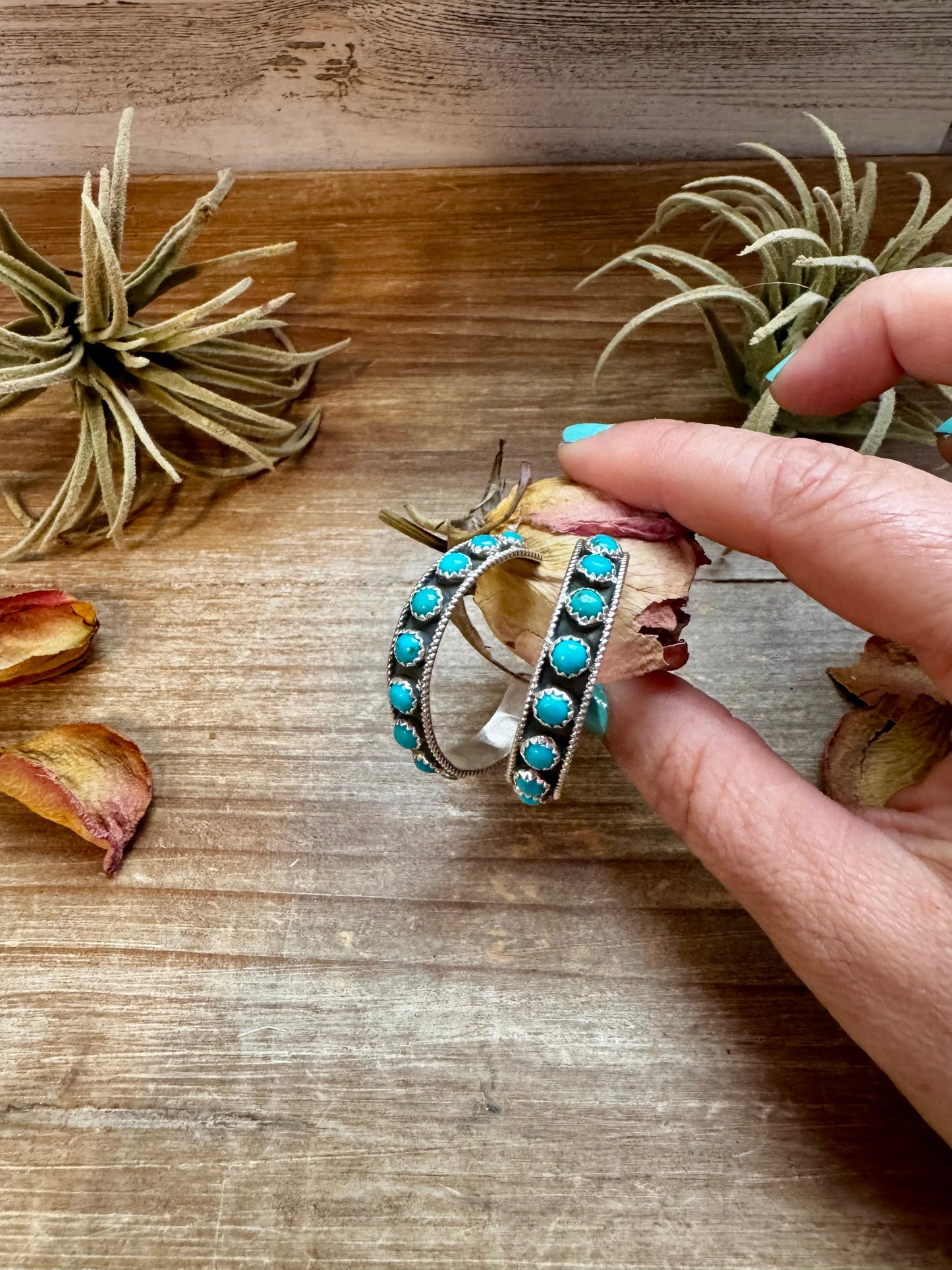 Snake Eye Hoop Earrings – Kingman Turquoise & Sterling Silver