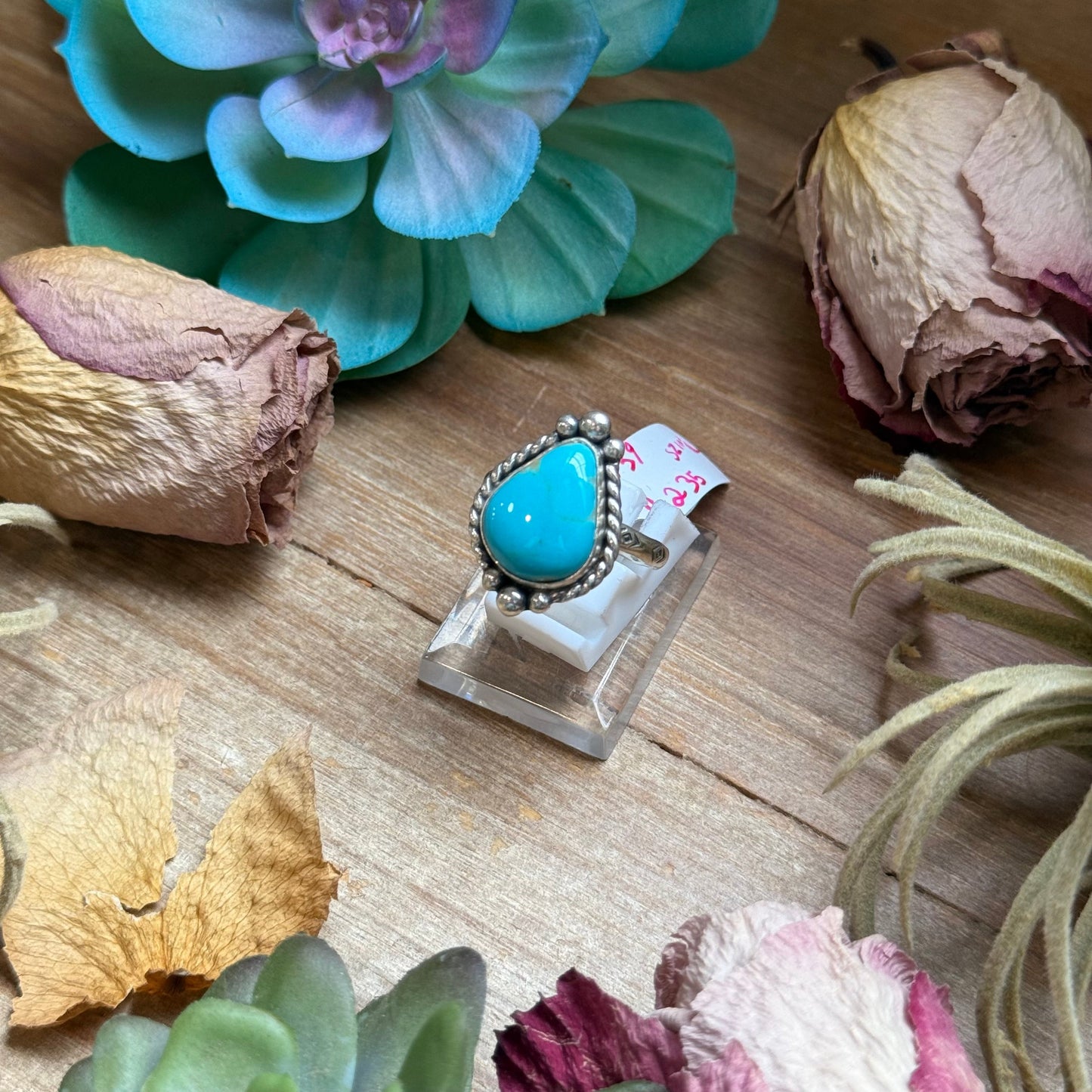 SS Royston Turquoise Medicine Man Eye Stamped Stacking Ring by Jason Ogg