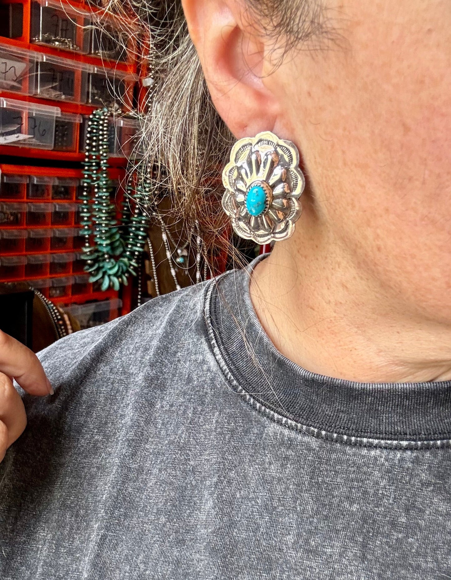 Rectangle Concho Earrings – Kingman Turquoise