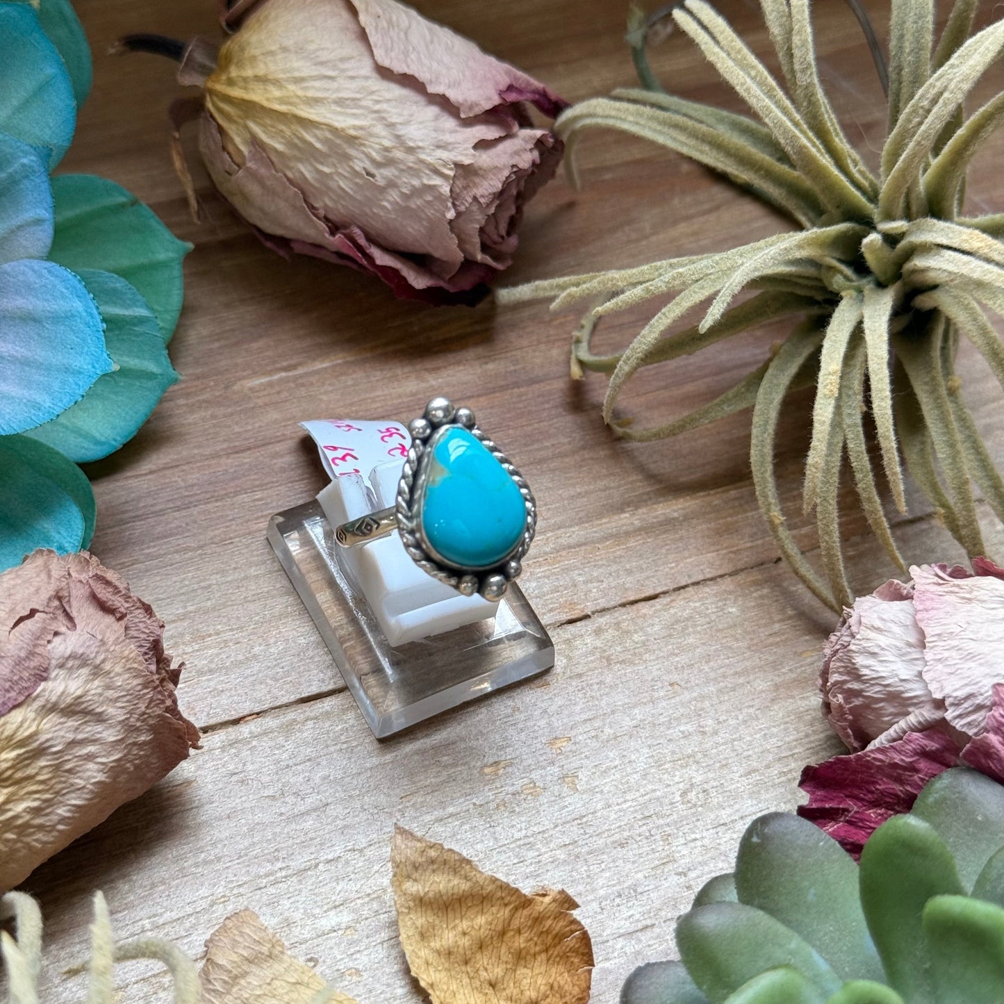 SS Royston Turquoise Medicine Man Eye Stamped Stacking Ring by Jason Ogg