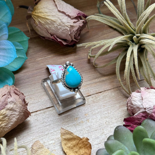 SS Royston Turquoise Medicine Man Eye Stamped Stacking Ring by Jason Ogg