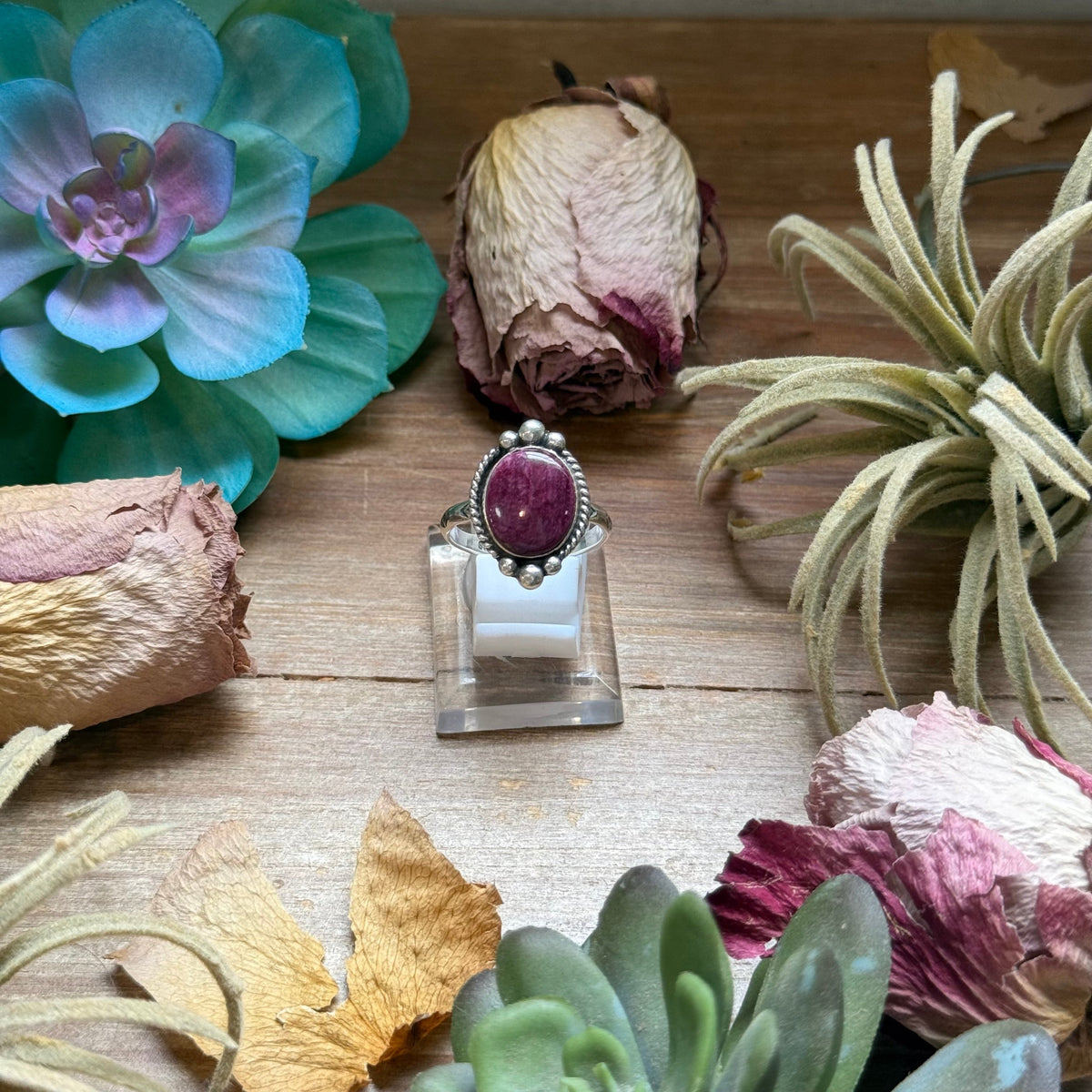 SS Purple Spiny Oyster Medicine Man Eye Stamped Stacking Ring by Jason Ogg