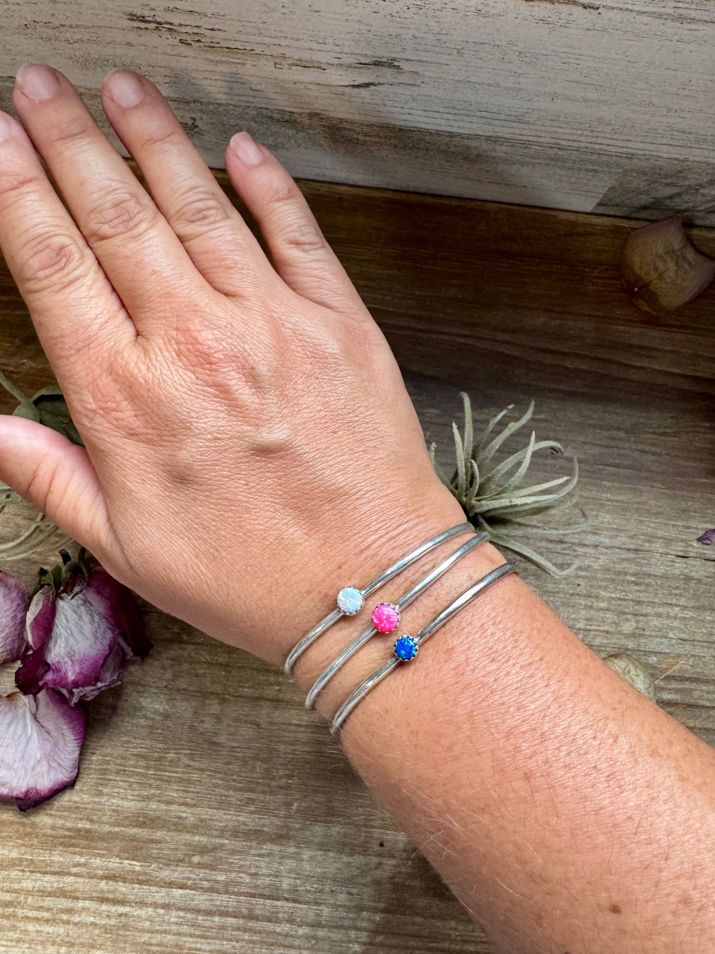 Small Opal Cuff Bracelet – Sterling Silver